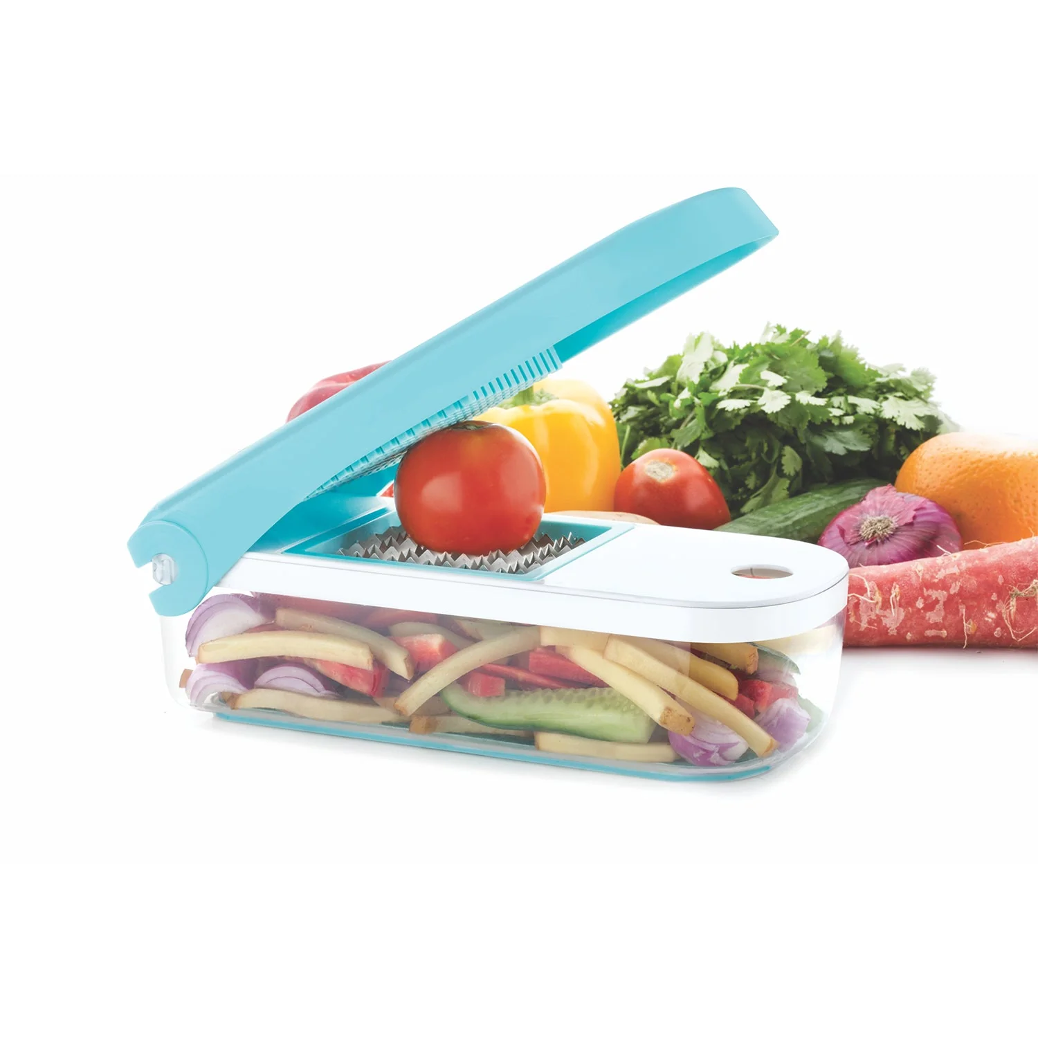 Ganesh 7 in 1 Plastic Vegetable Dicer, Blue - Image 11