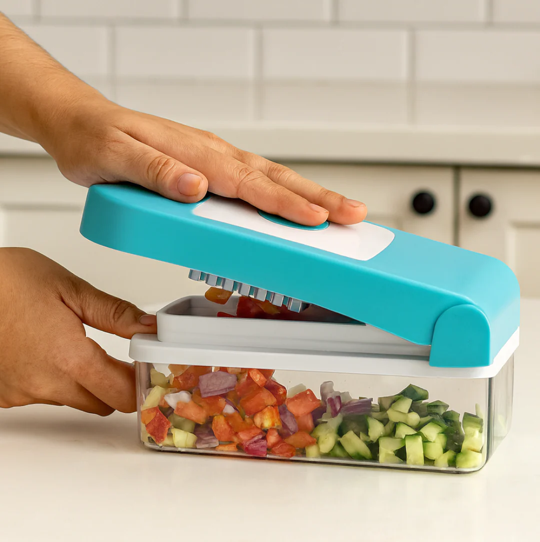 Ganesh 7 in 1 Plastic Vegetable Dicer, Blue - Image 4