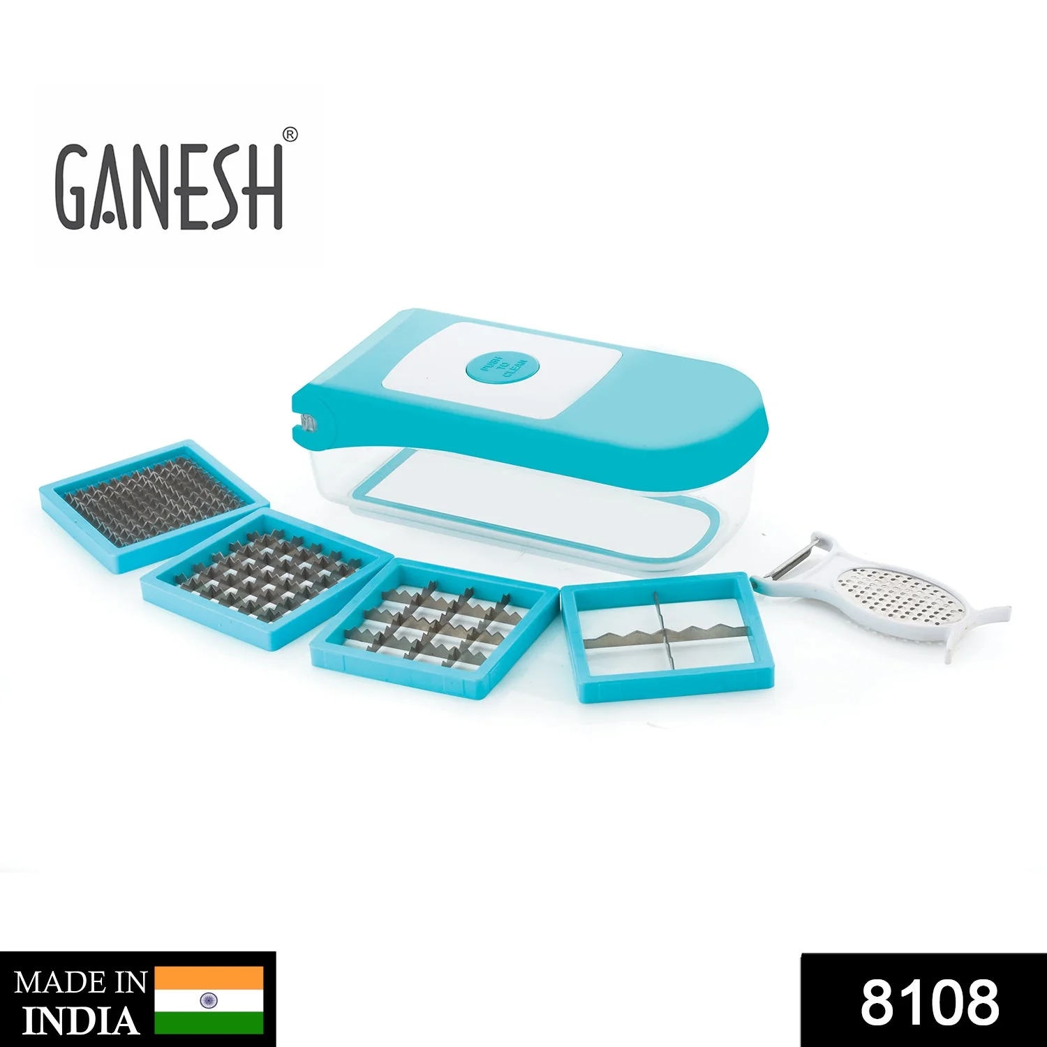 Ganesh 7 in 1 Plastic Vegetable Dicer, Blue - Image 8