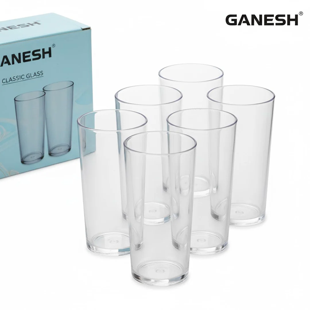 Ganesh Classic Plastic Glass Set of-6 (Each Glass 350ml) - Image 14