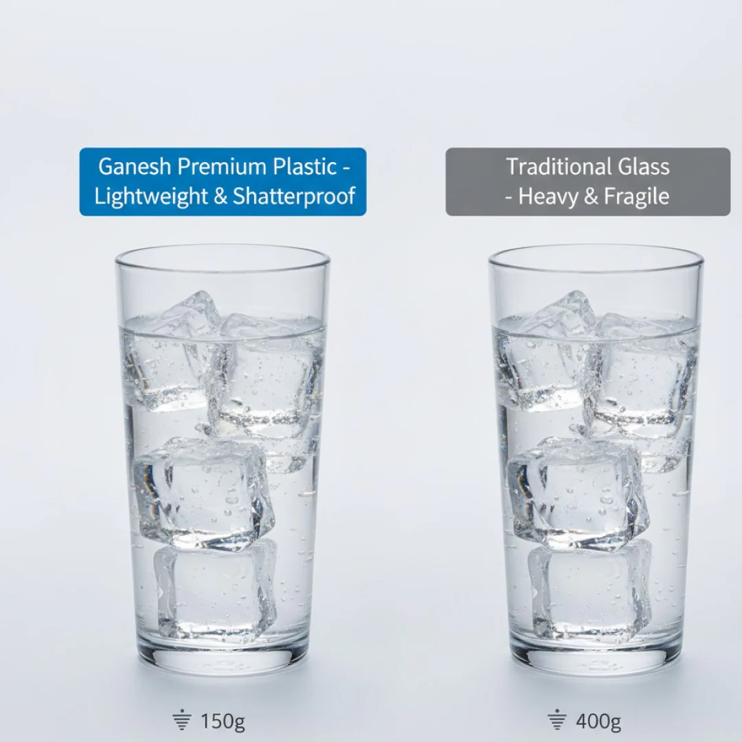 Ganesh Classic Plastic Glass Set of-6 (Each Glass 350ml) - Image 2
