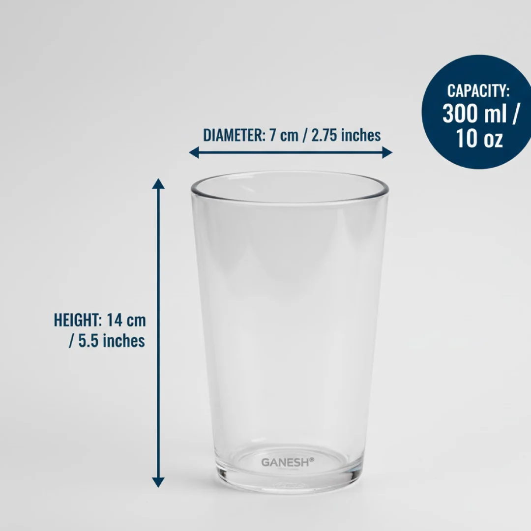 Ganesh Classic Plastic Glass Set of-6 (Each Glass 350ml) - Image 5