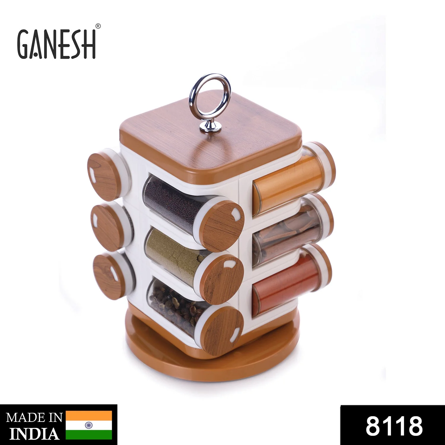 Ganesh 12-Jar Revolving Spice Rack Masala Box - Image 2