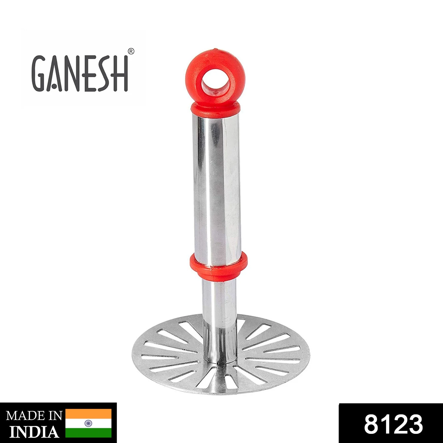 Ganesh Potato / Pav Bhaji Masher with Plastic Handle, Silver & Plastic - Image 2