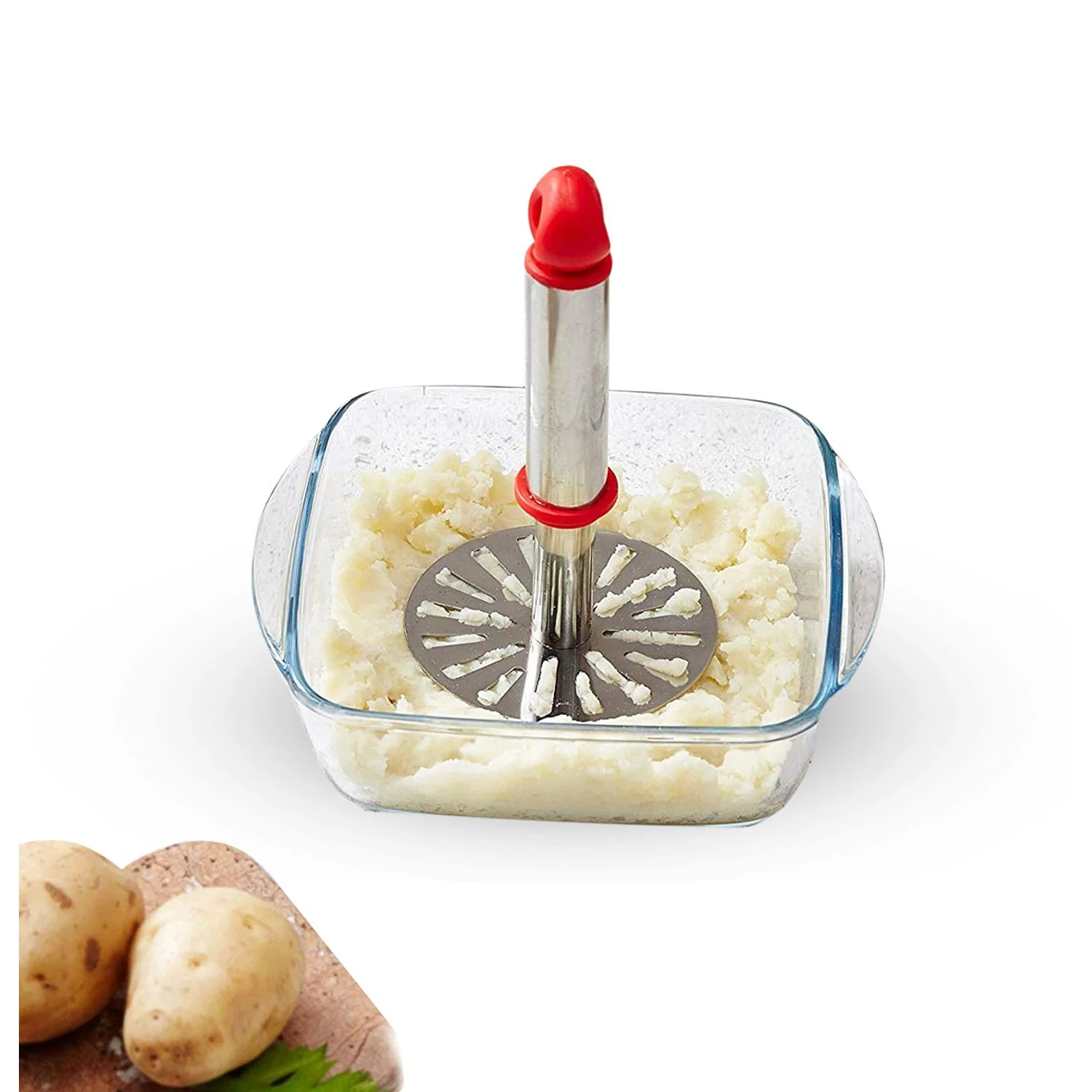 Ganesh Potato / Pav Bhaji Masher with Plastic Handle, Silver & Plastic - Image 8