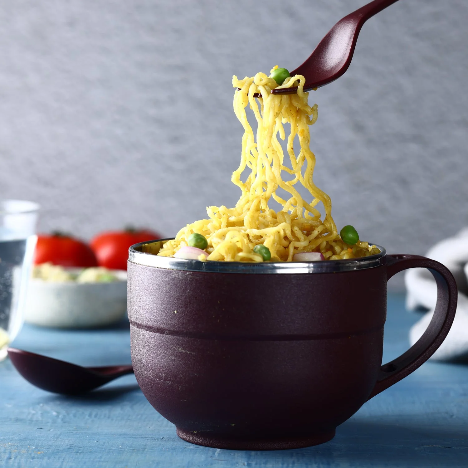 Noodles and Soup Bowl with Spoon Holder Stainless Steel Bowl Spoon Set - Image 3