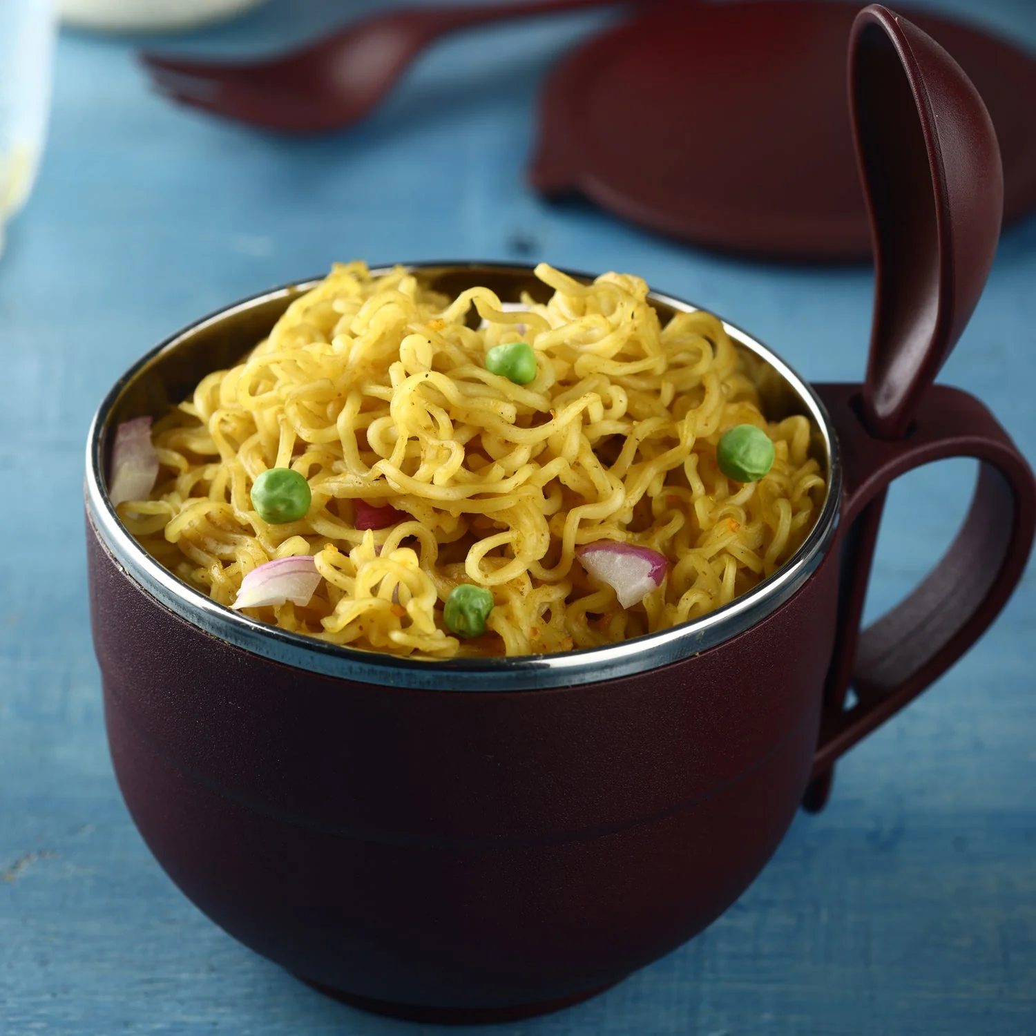 Noodles and Soup Bowl with Spoon Holder Stainless Steel Bowl Spoon Set - Image 4