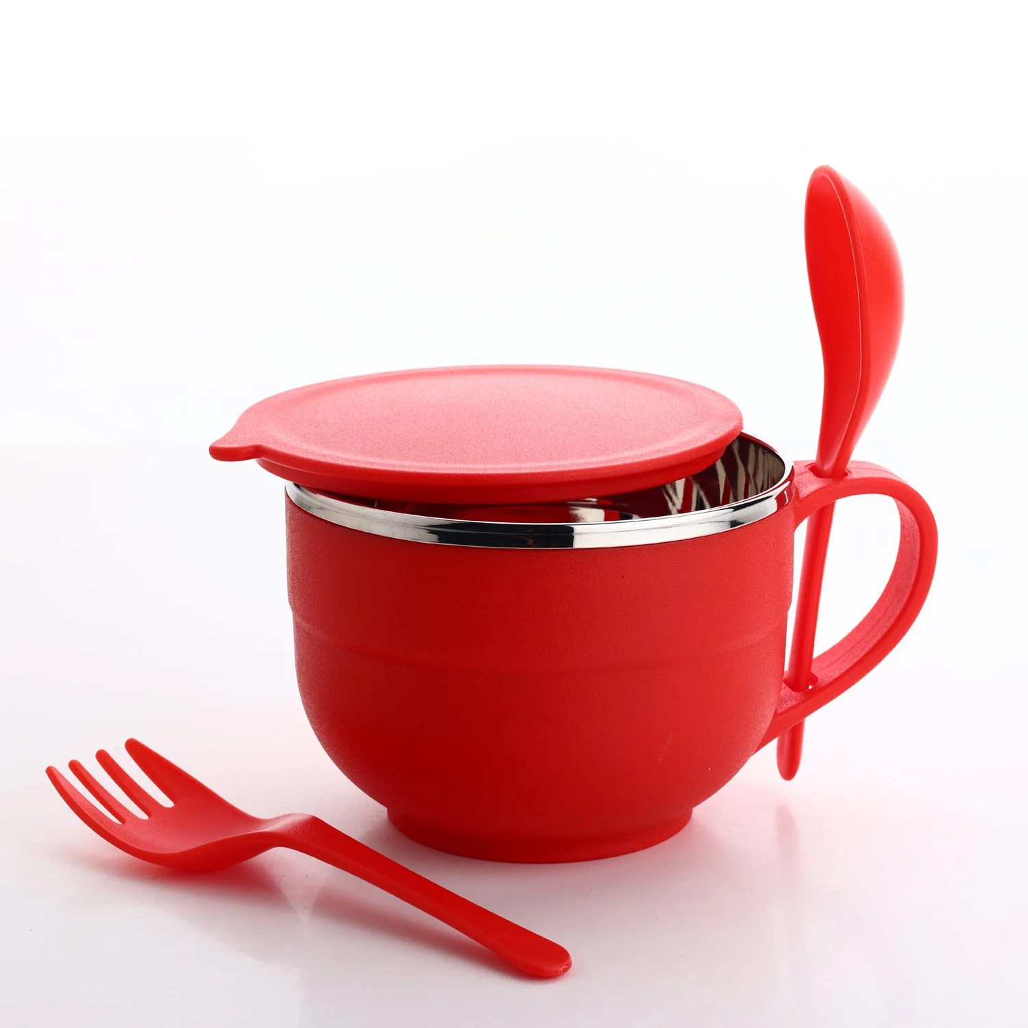 Noodles and Soup Bowl with Spoon Holder Stainless Steel Bowl Spoon Set - Image 6