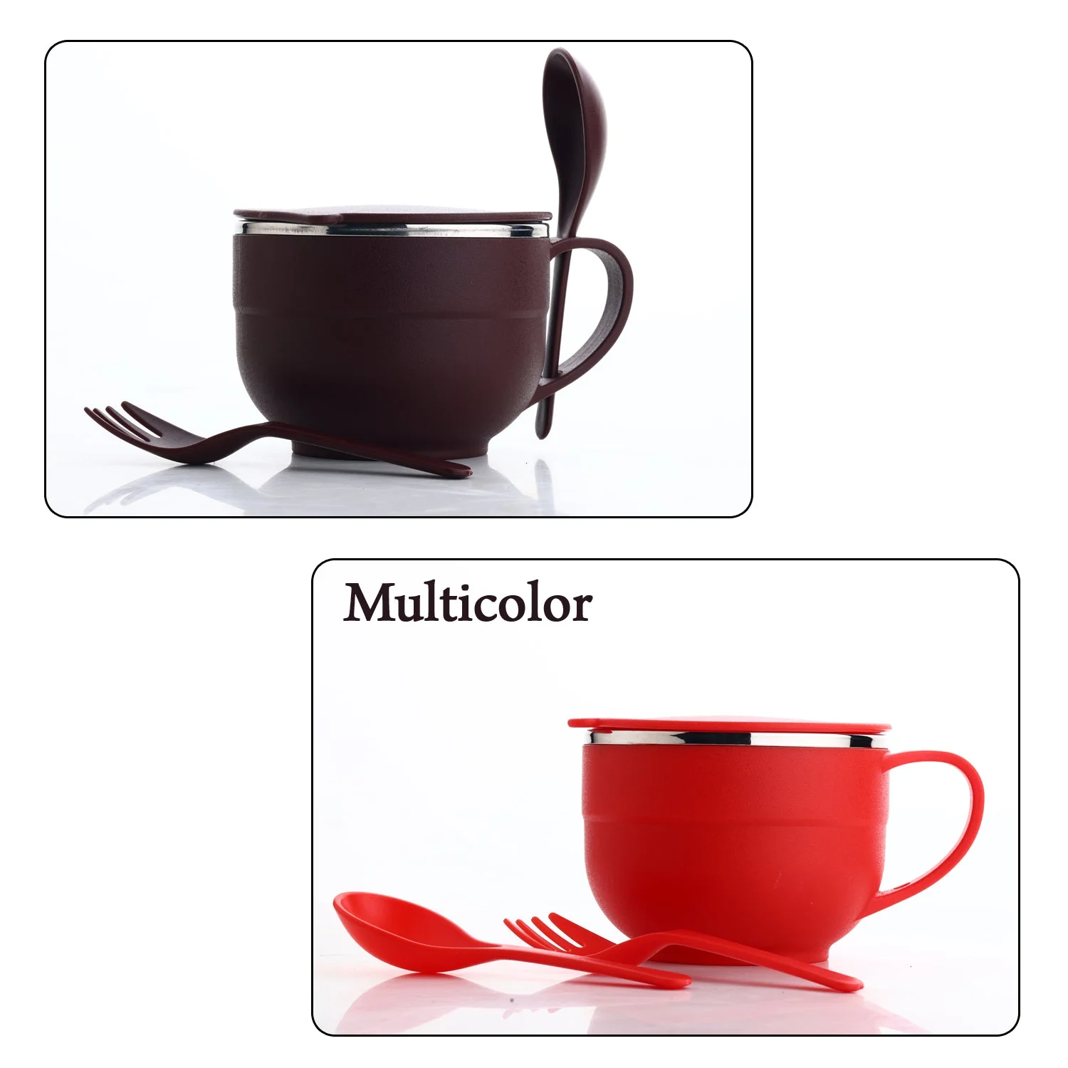 Noodles and Soup Bowl with Spoon Holder Stainless Steel Bowl Spoon Set - Image 8