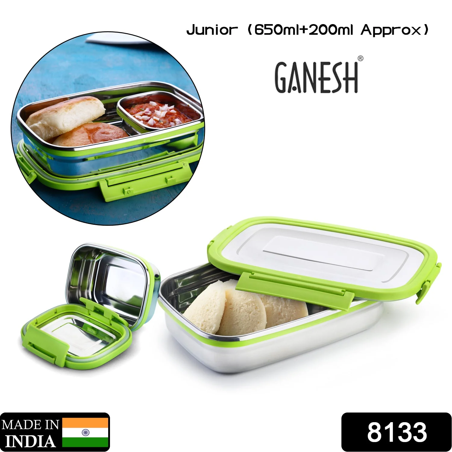 Ganesh Junior Stainless Steel Lunch Pack for Office & School Use - Image 7