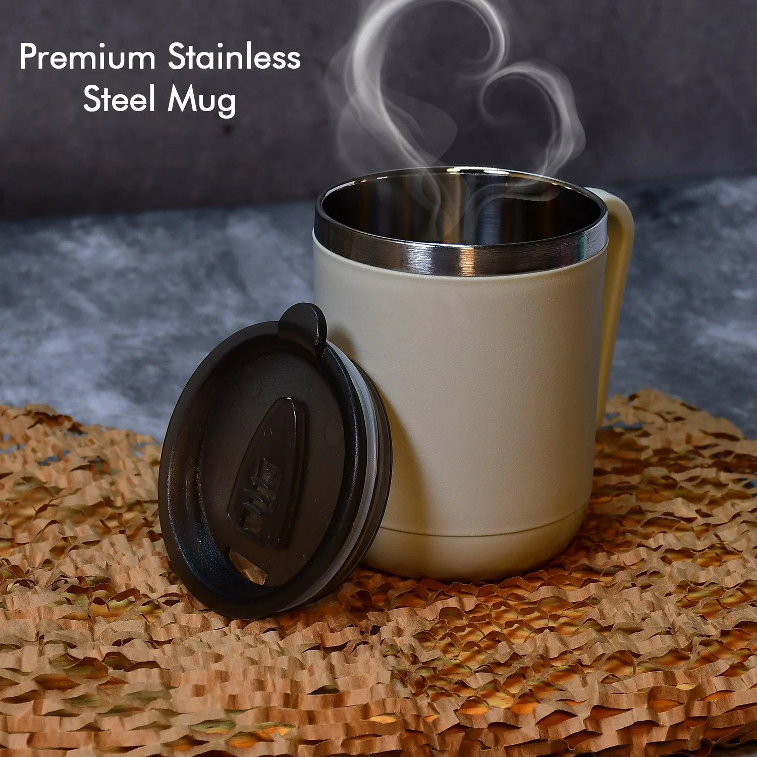 Ganesh Stainless Steel Coffee Mug with heat resistant mug lid. Approx 400Ml mug - Image 8