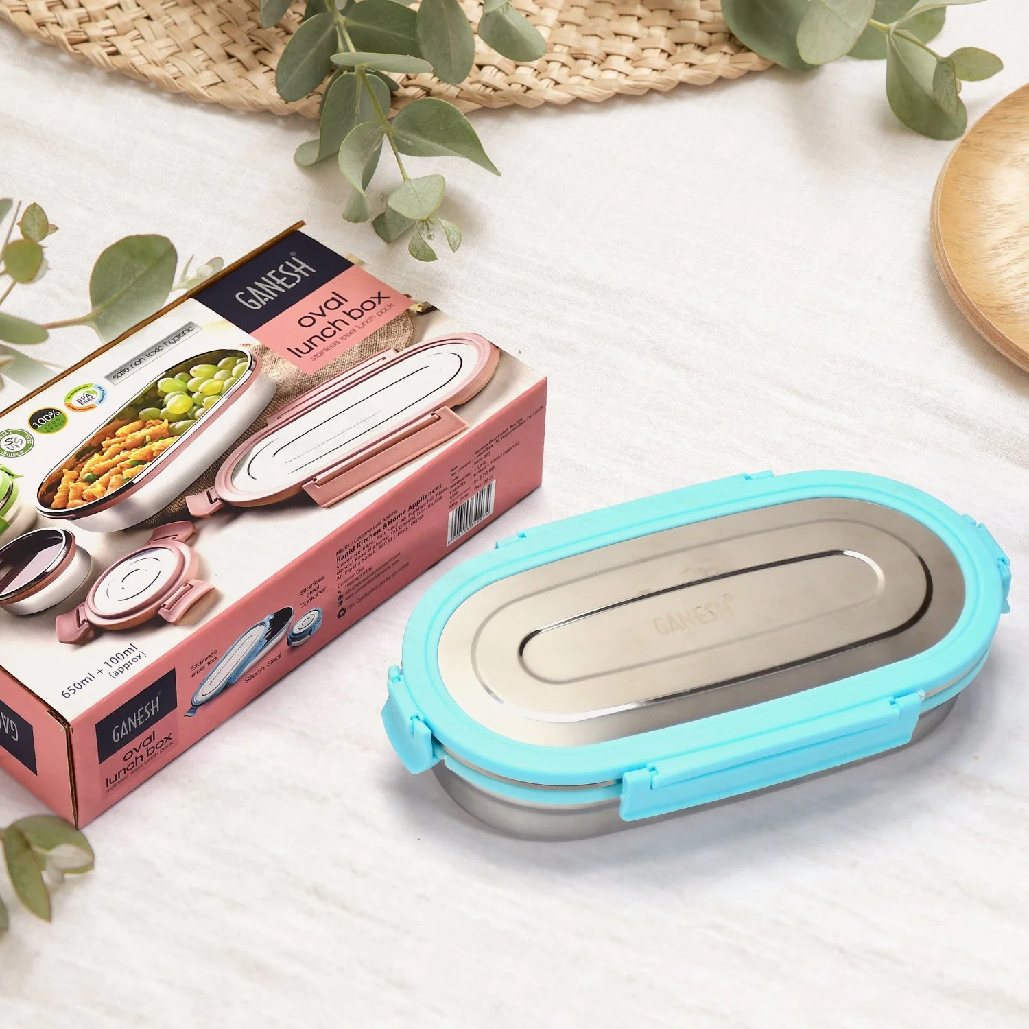 Ganesh Stainless Steel Lunch Box & Container Set of 2 - Image 6