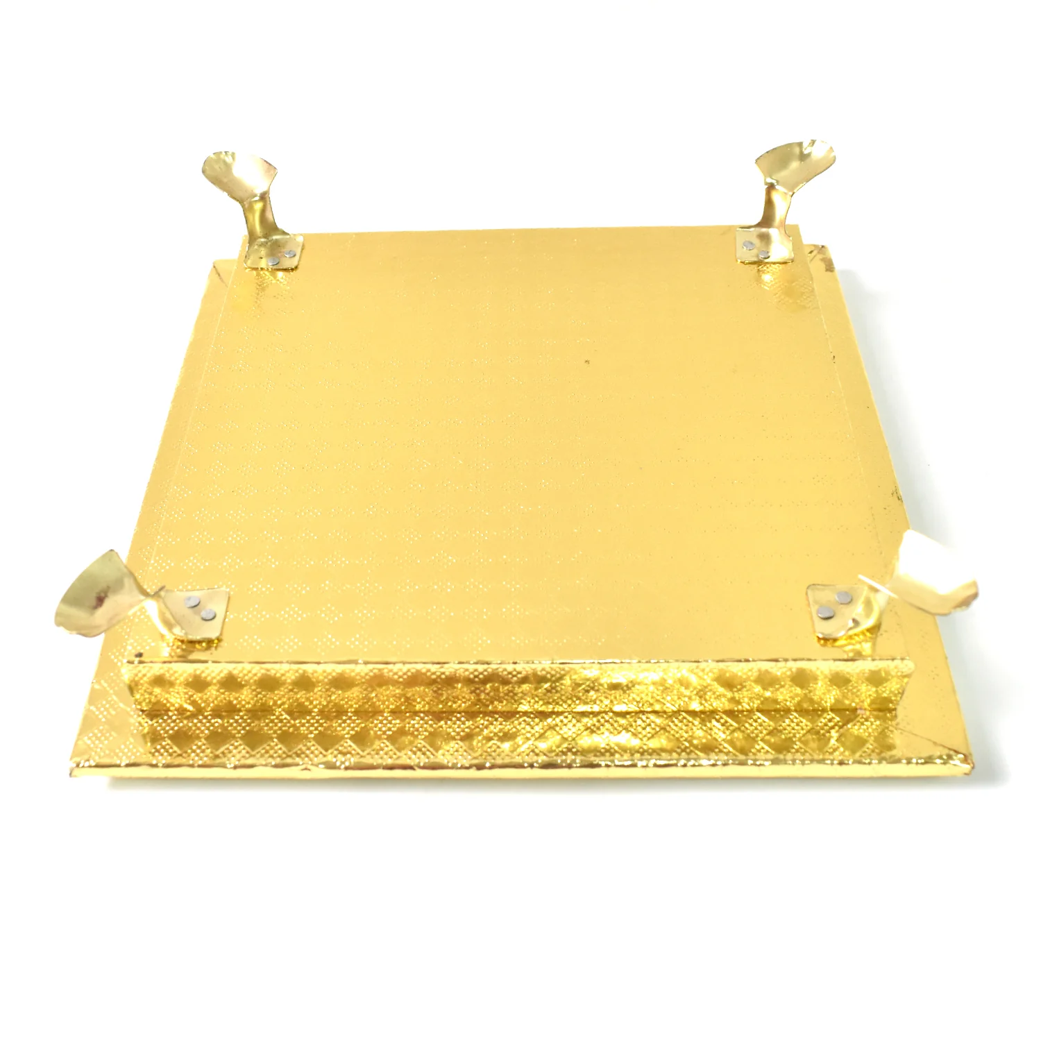 Golden - Square Pooja Chowki Patla / Bajot (20×20 CM / 1 Pc) - Image 6