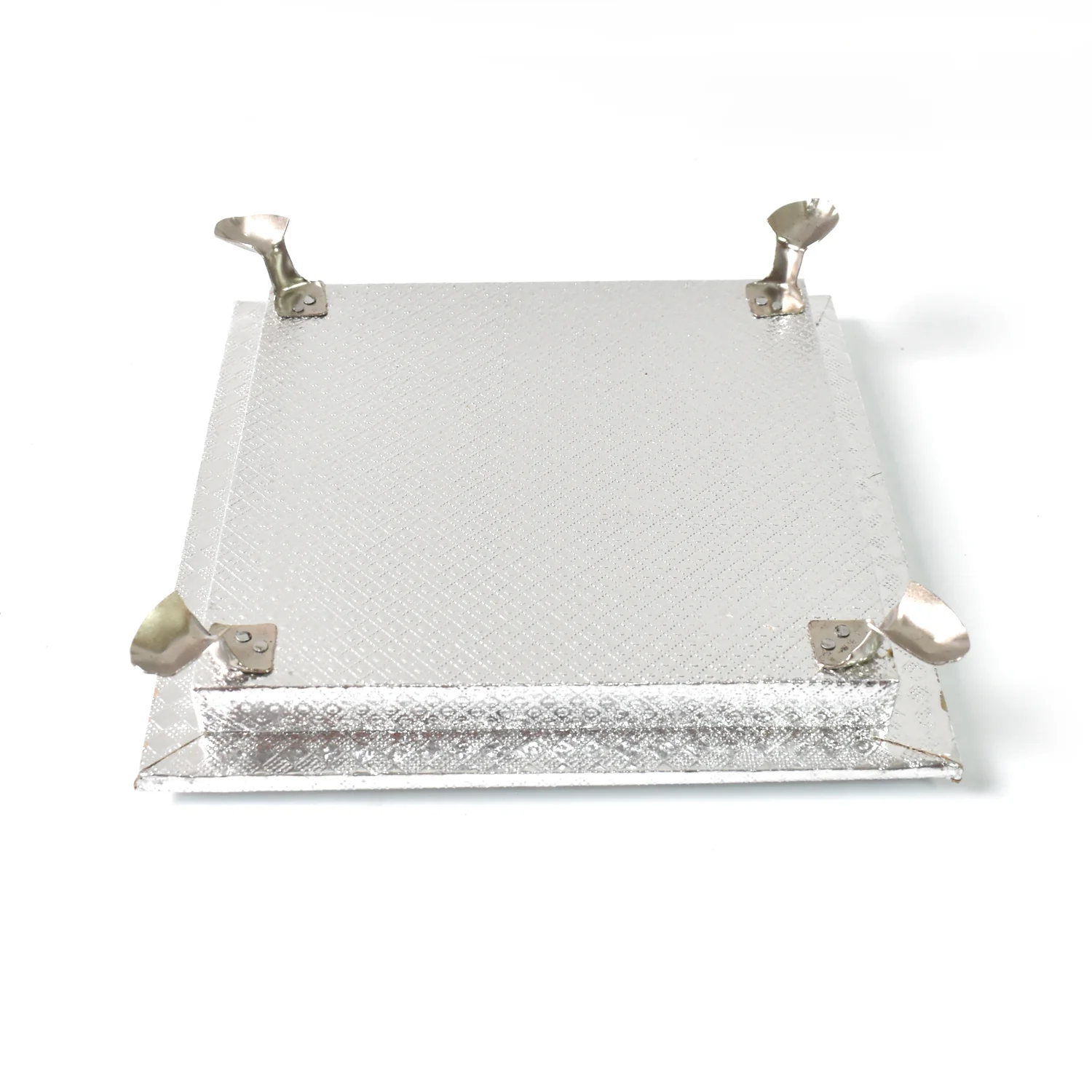 Silver - Square Pooja Chowki Patla / Bajot (20×20 CM / 1 Pc) - Image 6