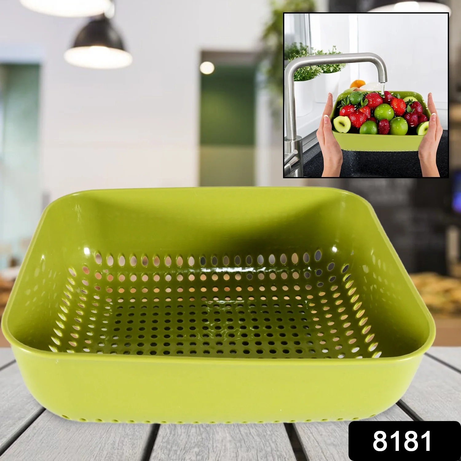 Multipurpose Small Plastic Kitchen Basket, Vegetables and Fruits Washing, (20x17 Cm) - Image 2