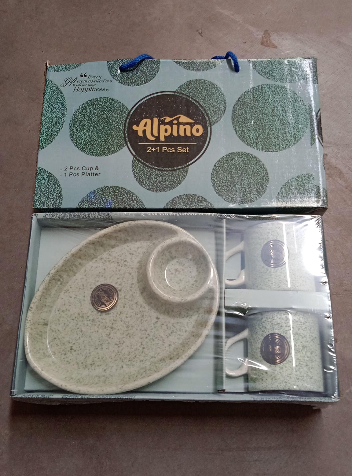 Ceramic Tea/Coffee Cup Set - Alpino 3-Piece 2-Compartment Serving Platter (BPA-Free) - Image 8