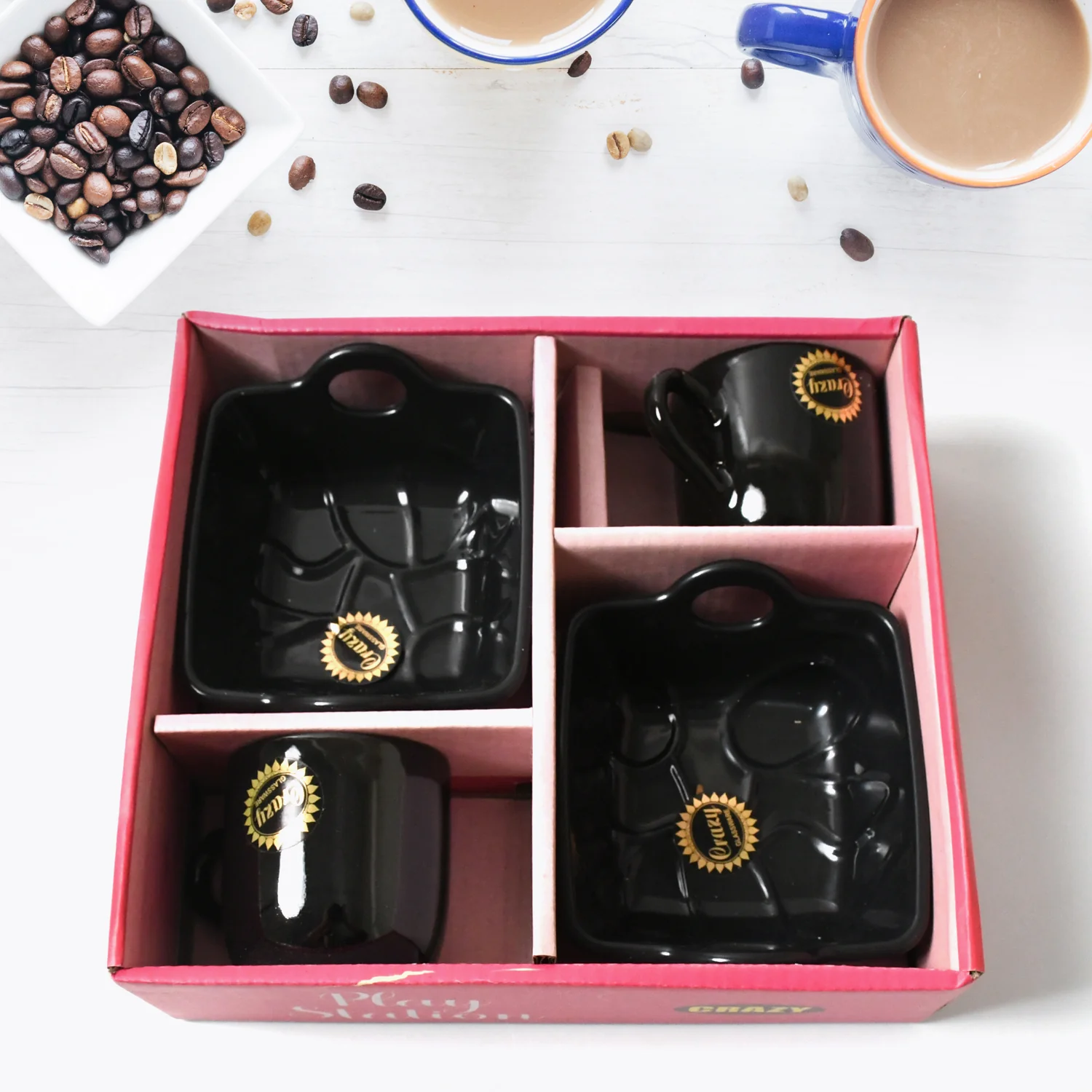 Play Station Ceramic Tea / cups / Mug Set With Handle Serving Bowl Milk Cup, Coffee Cup, Tea Cup, Breakfast Cup, Drinking Mug or Outdoor for Household, Gift for Birthday, Wedding Party (4 Pcs set) - Image 4