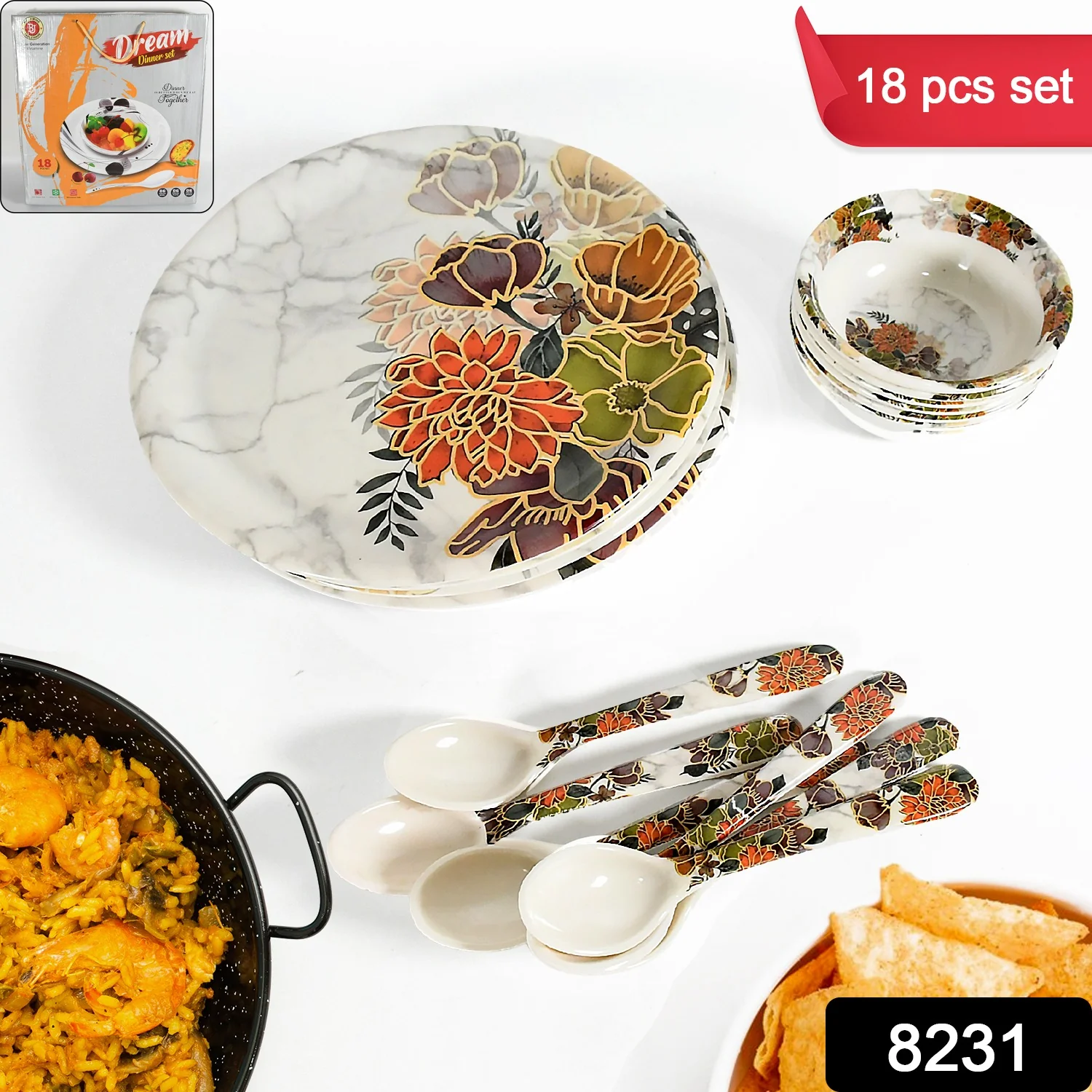 Dream 18-Piece Plastic Dinner Set - Image 2