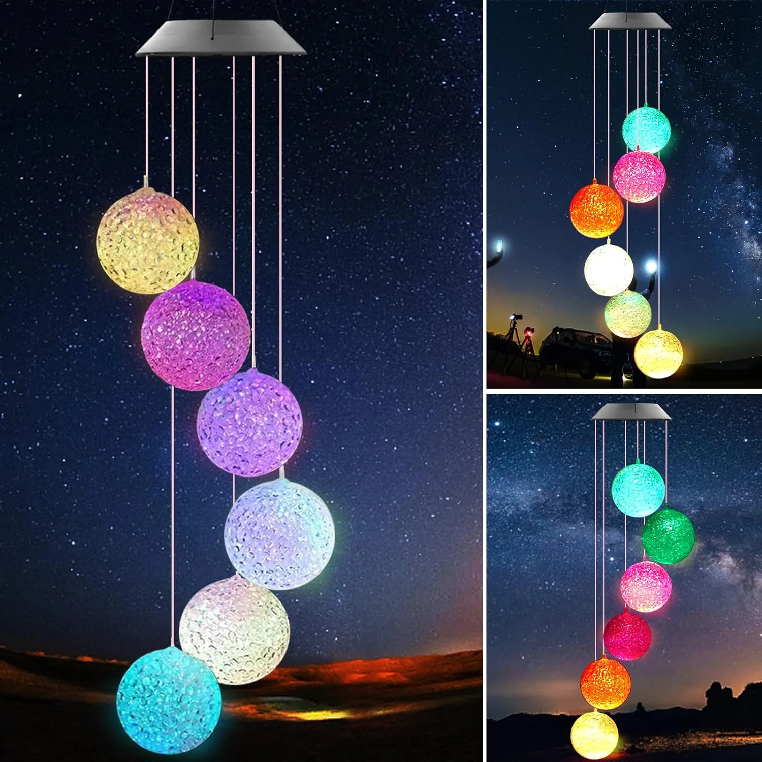 Solar Crystal Ball Color Changing Solar Powered LED  for Patio Garden Night Decor - Image 2
