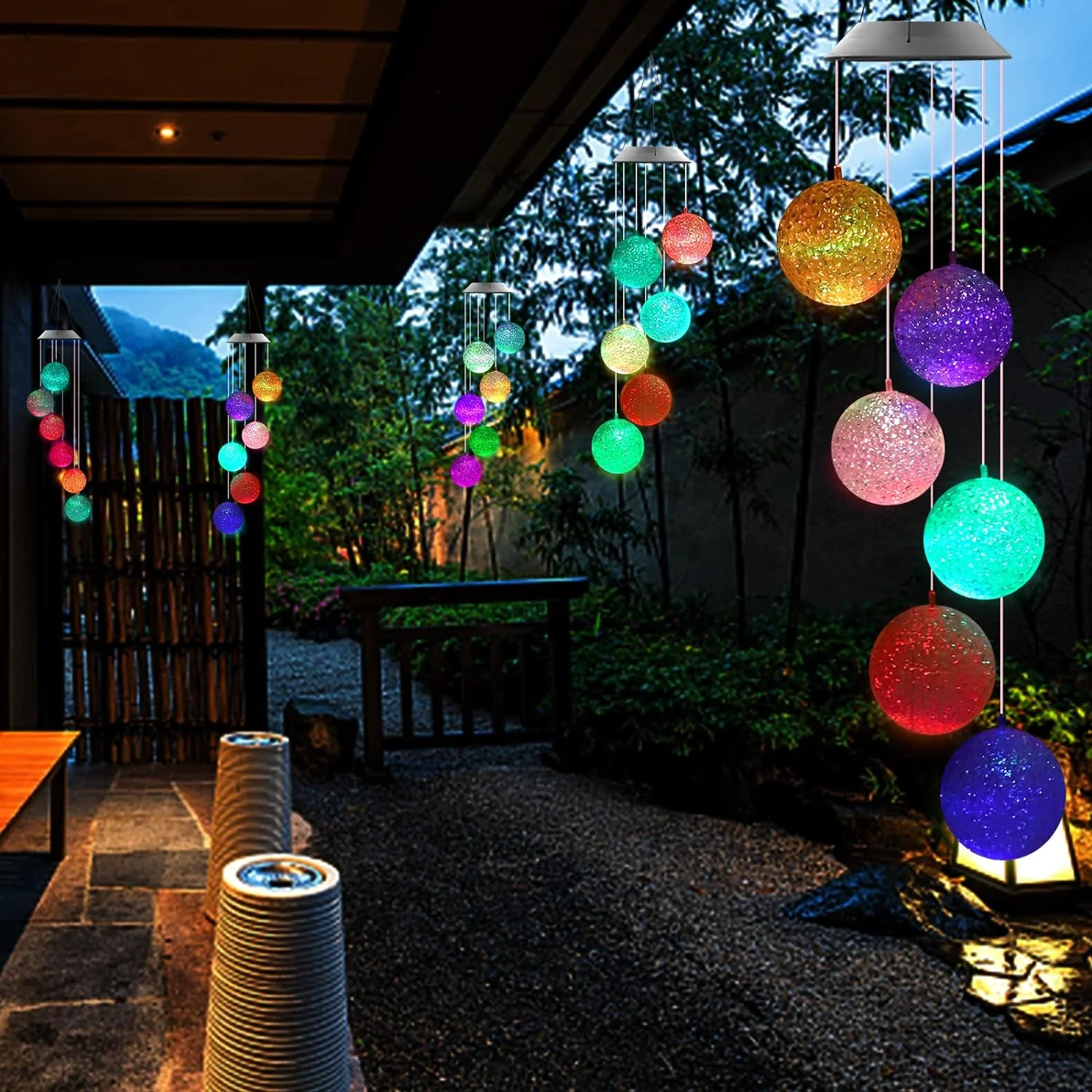 Solar Crystal Ball Color Changing Solar Powered LED  for Patio Garden Night Decor - Image 4