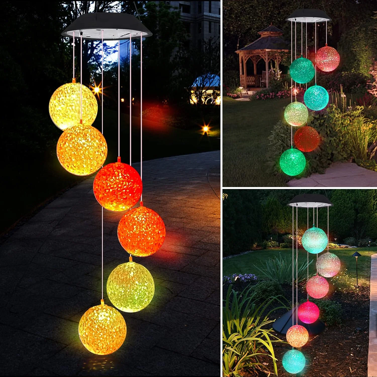 Solar Crystal Ball Color Changing Solar Powered LED  for Patio Garden Night Decor - Image 5