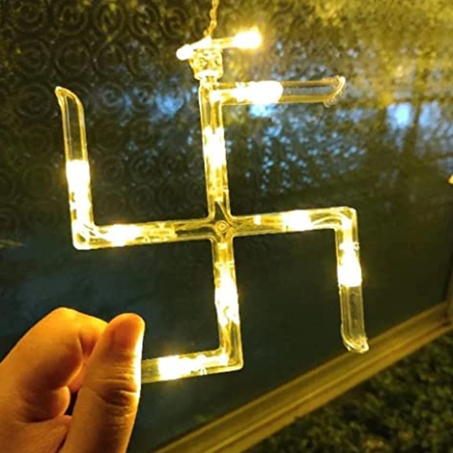 Swastik Om Curtain Decorative LED String Lights with 12 Props for Diwali & Home - Image 3