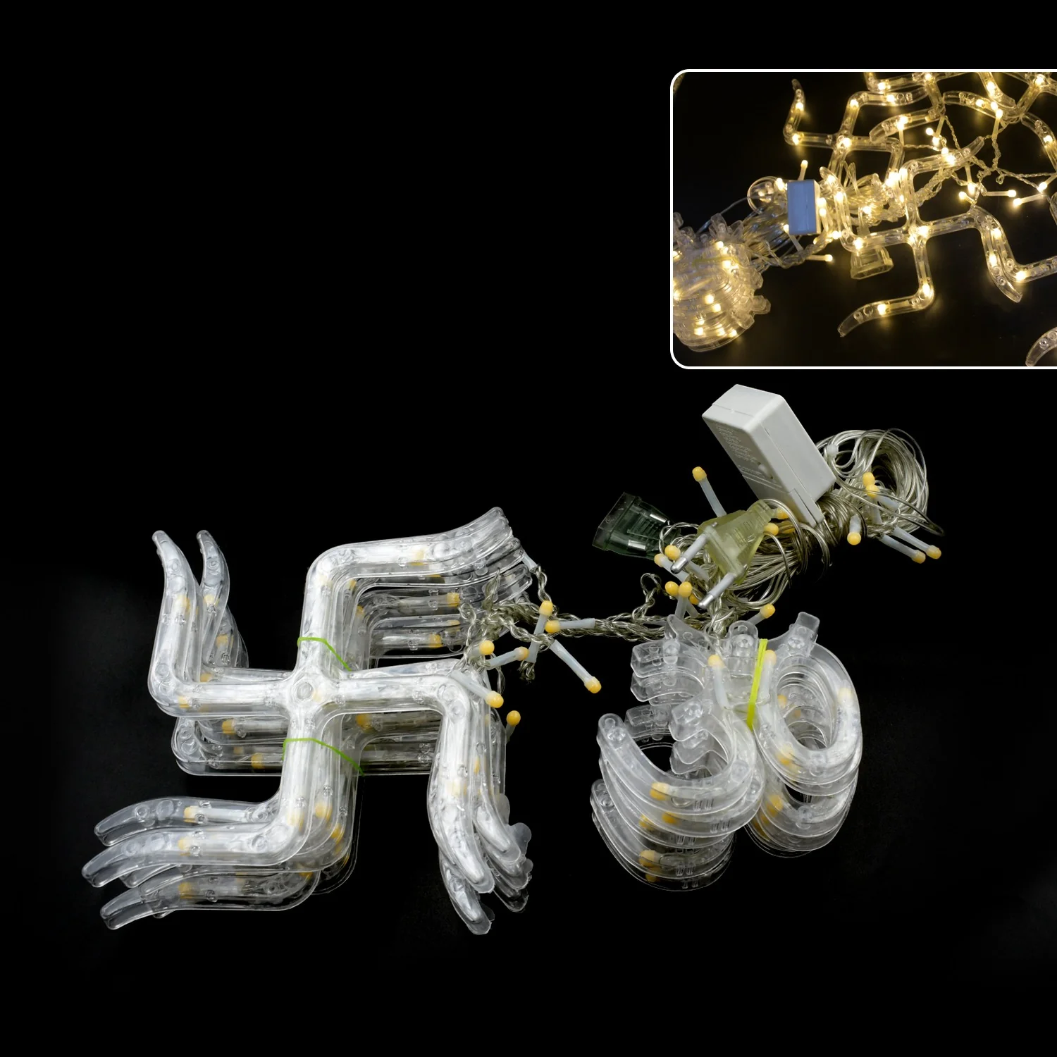 Swastik Om Curtain Decorative LED String Lights with 12 Props for Diwali & Home - Image 4
