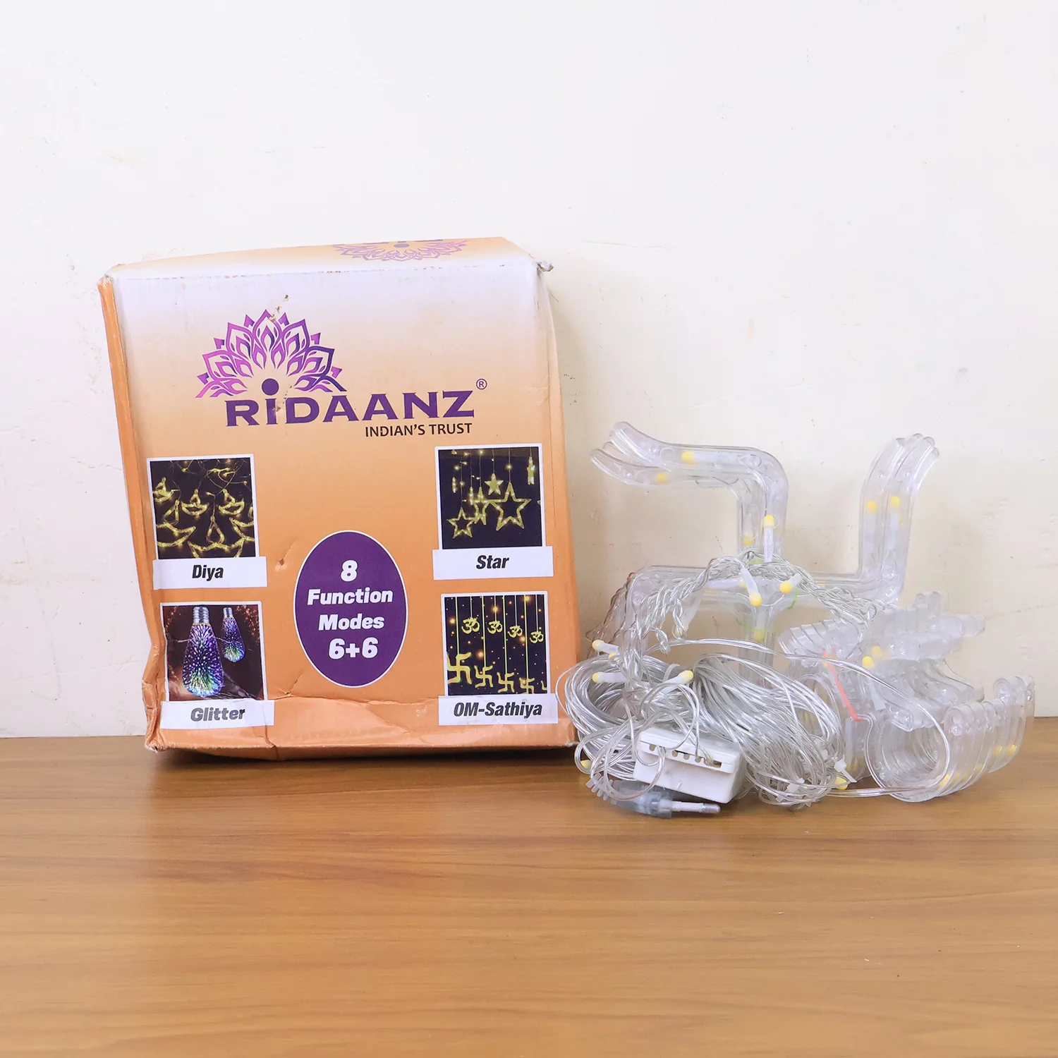 Swastik Om Curtain Decorative LED String Lights with 12 Props for Diwali & Home - Image 8