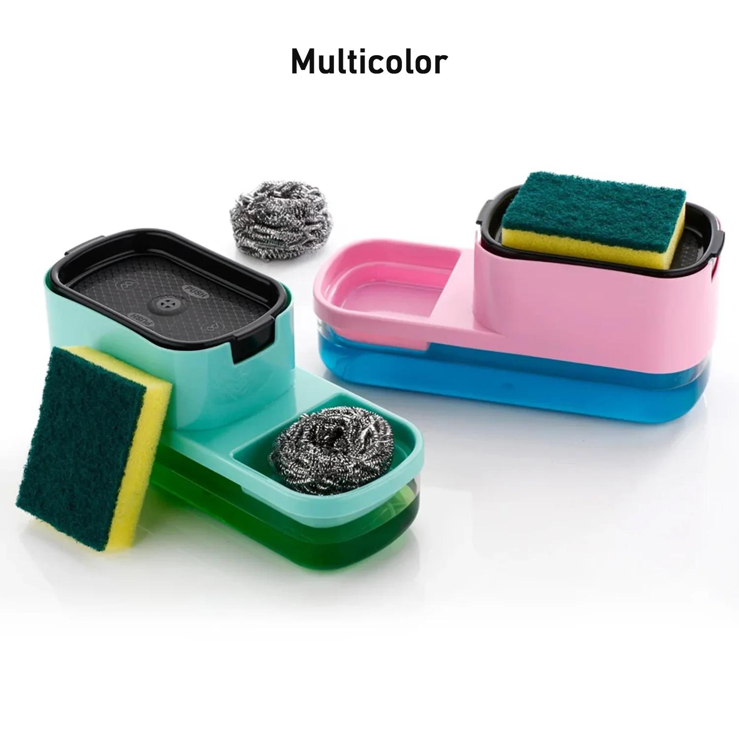 2 in 1 Plastic Dish Soap Liquid Dispenser Sponge Holder ,Sabudani  (1 Set) - Image 6