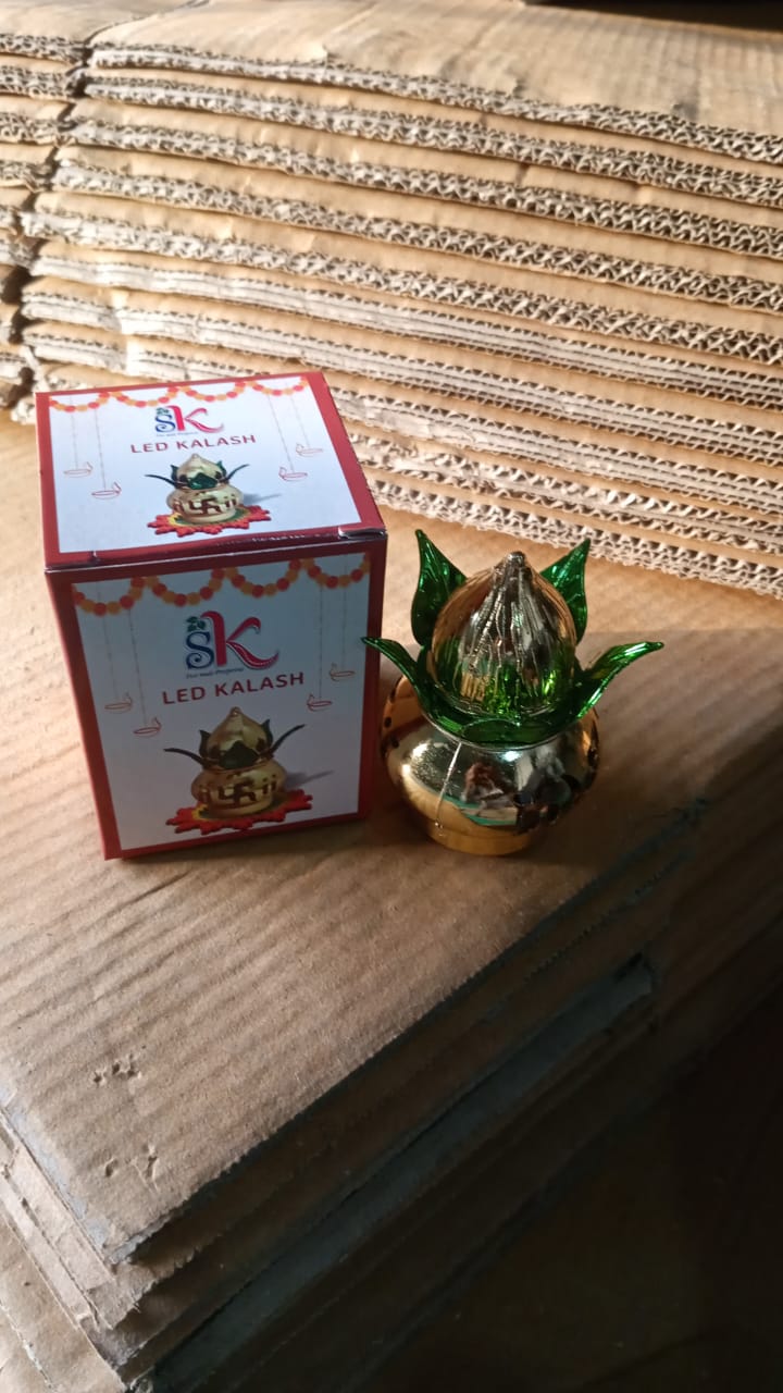 Gold Plated Eco-Friendly LED Kalash for Pooja Mandir, Ganesh (1 Pc / Multicolor LED) - Image 8