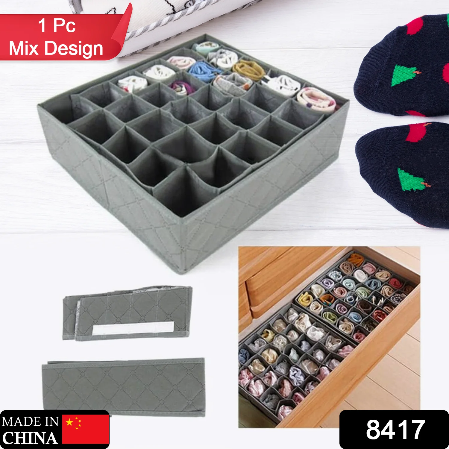 Folding Removable Tie Necktie Sock (1 Pc Mix Design) - Image 2