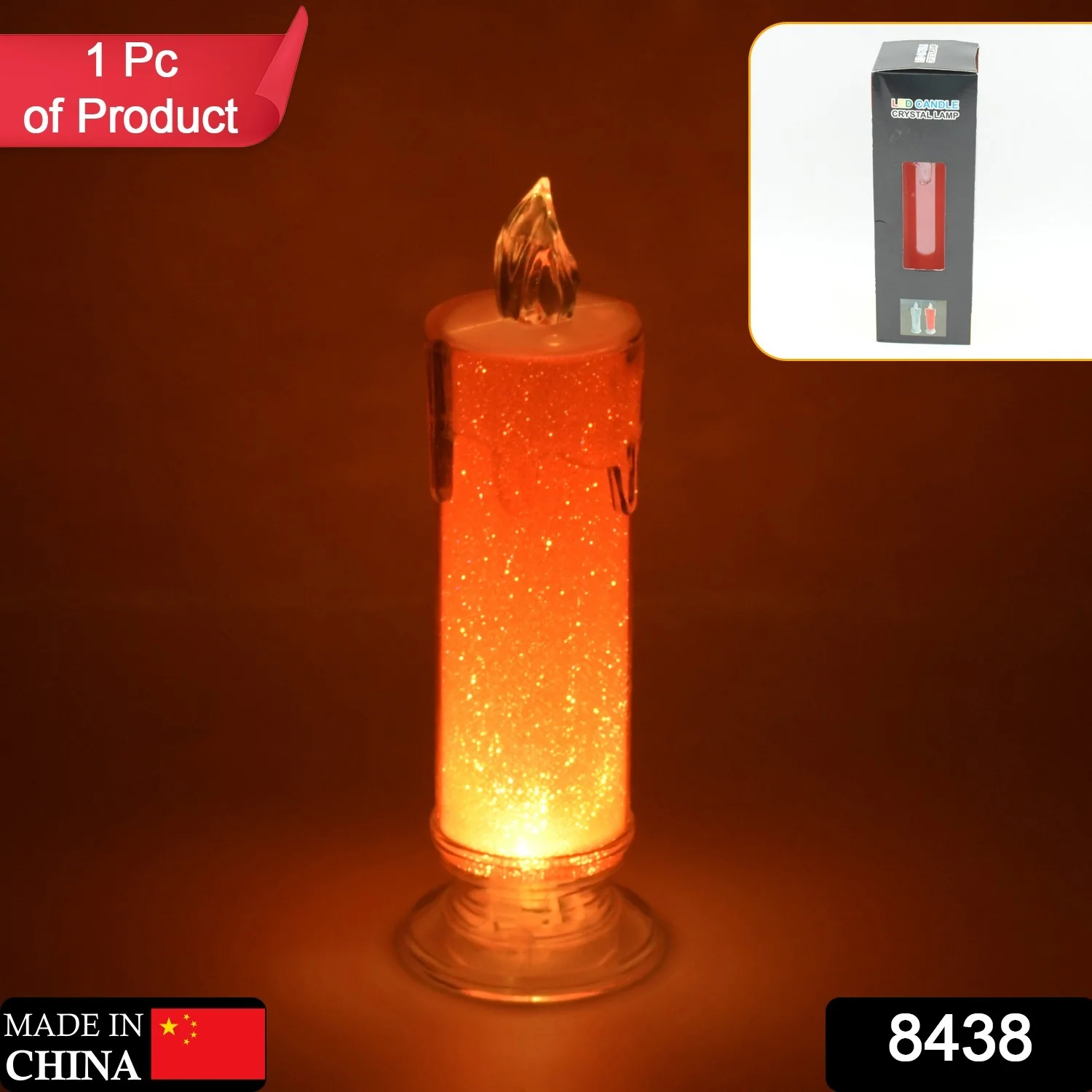 Red LED Flameless Candles Battery Operated Pillar Candles Flickering Realistic Decorative Lamp Votive Transparent Flameless Ornament Tea Party Decorations for Hotel, Scene,Home Decor, Restaurant, Diwali Decoration Candle Crystal Lamp, Diwali (1 Pc) - Image 2