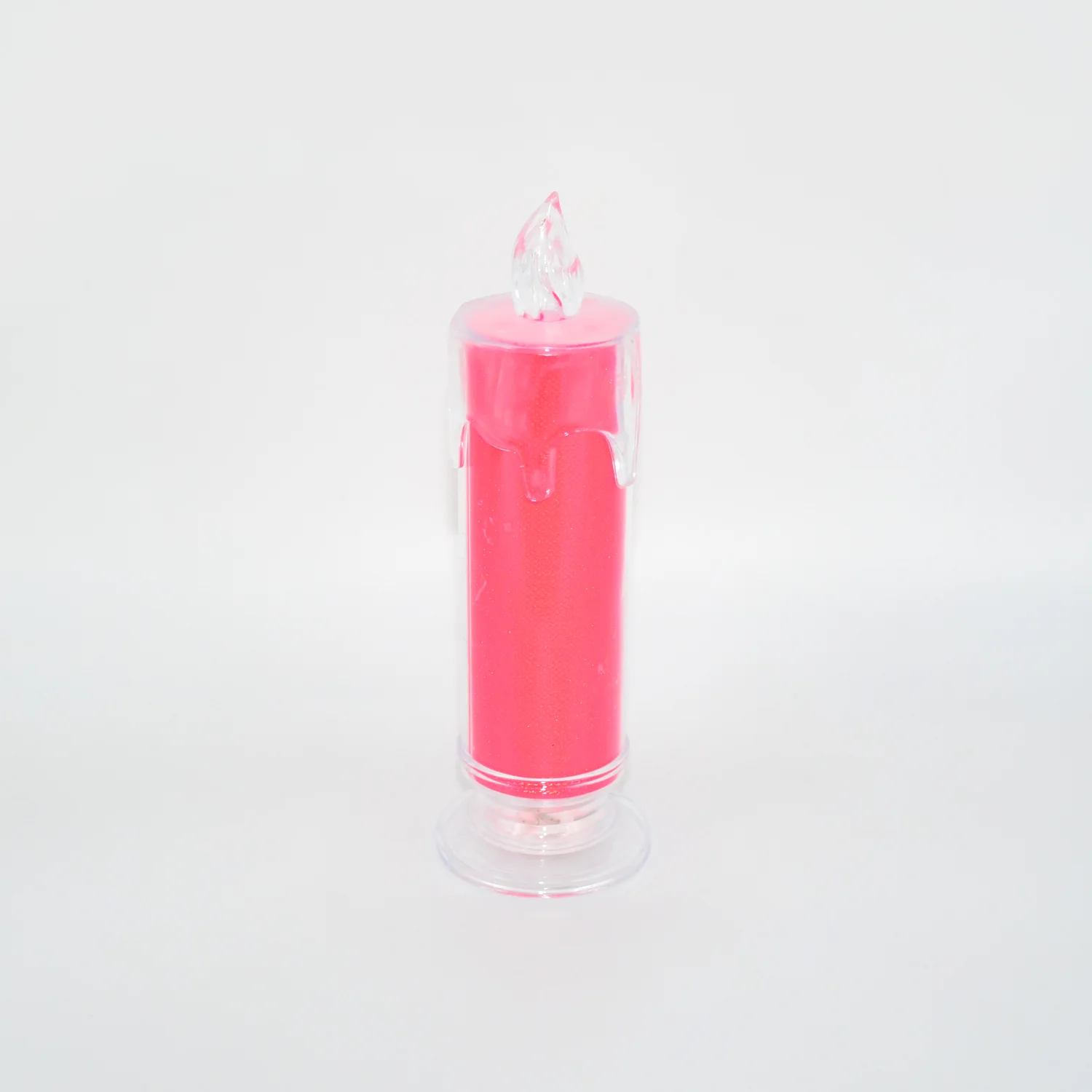 Red LED Flameless Candles Battery Operated Pillar Candles Flickering Realistic Decorative Lamp Votive Transparent Flameless Ornament Tea Party Decorations for Hotel, Scene,Home Decor, Restaurant, Diwali Decoration Candle Crystal Lamp, Diwali (1 Pc) - Image 4