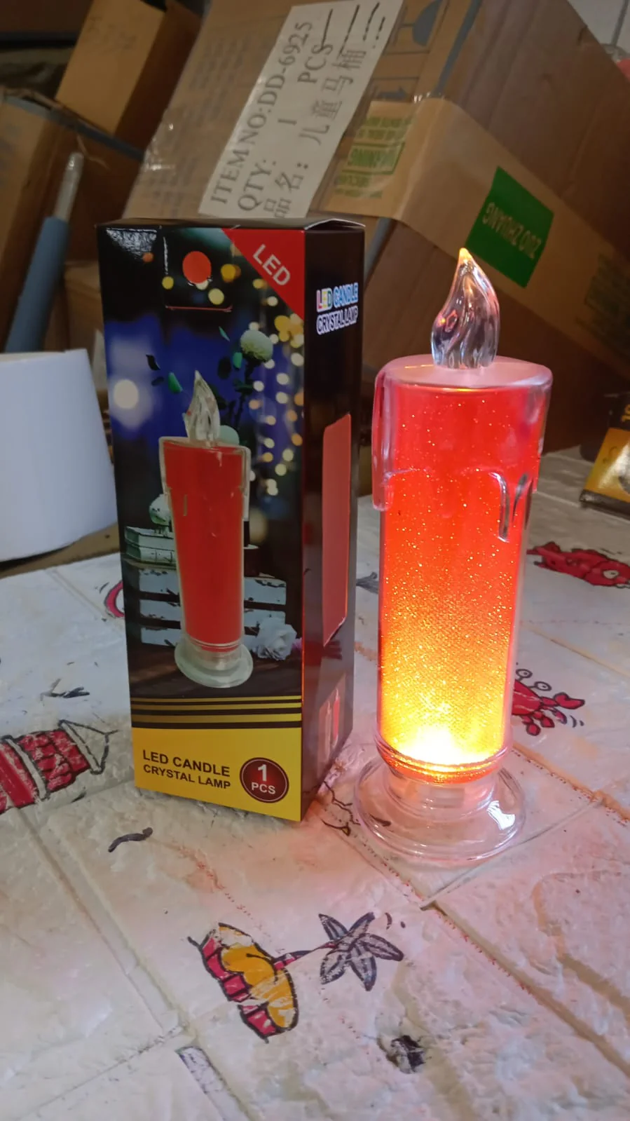Red LED Flameless Candles Battery Operated Pillar Candles Flickering Realistic Decorative Lamp Votive Transparent Flameless Ornament Tea Party Decorations for Hotel, Scene,Home Decor, Restaurant, Diwali Decoration Candle Crystal Lamp, Diwali (1 Pc) - Image 6