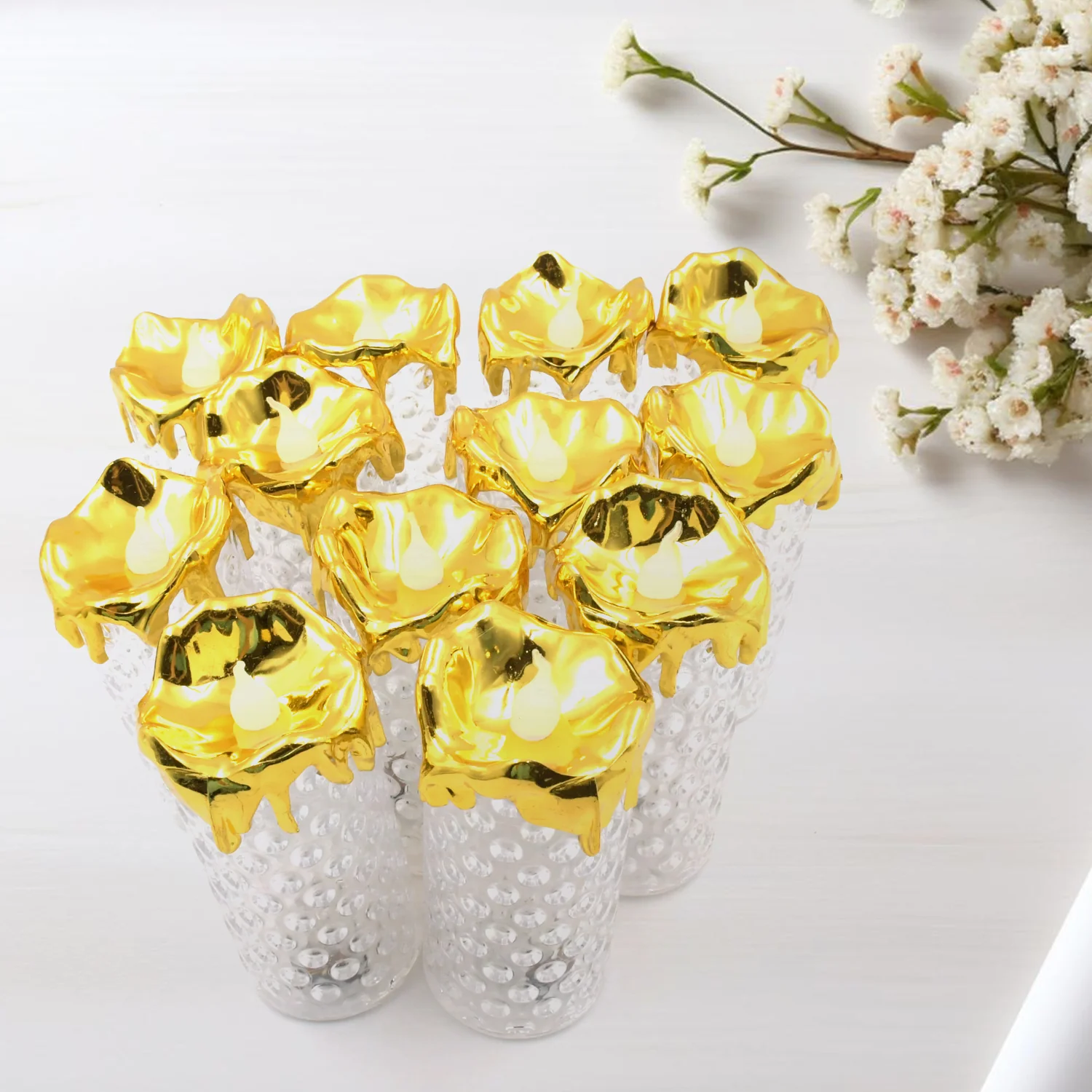 Gold LED Flameless Candles for Decor & Gifting, Diwali (12 Pc MOQ) - Image 8
