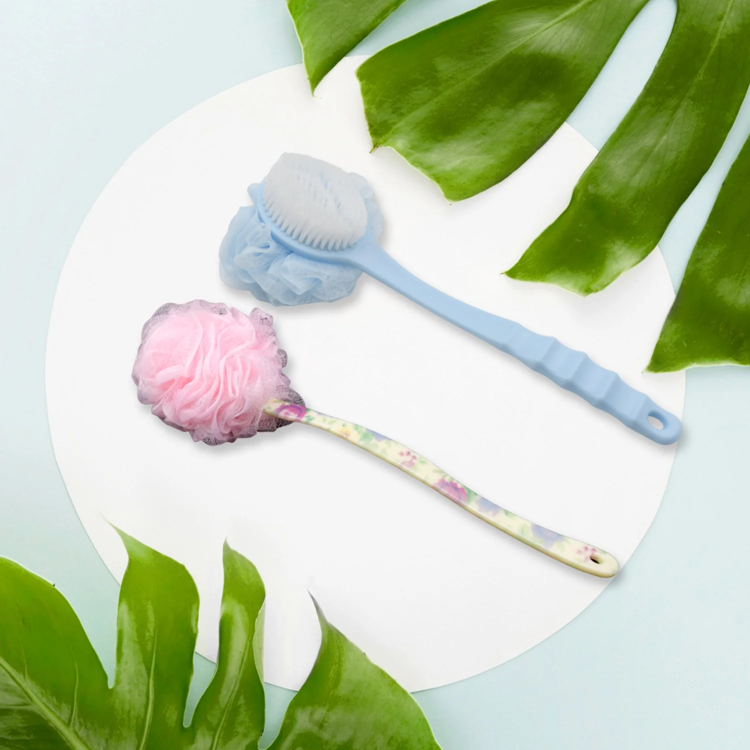 Long Handle Shower Puff Pouf Sponge Exfoliating Mesh Brush Scrubber,Bath Loofah Bath Scrubber for Body Shower Loofah Brushes, Body Bath Brush for Women and Men, Bathroom Shower Accessories (Mix 1 Pc) - Image 4