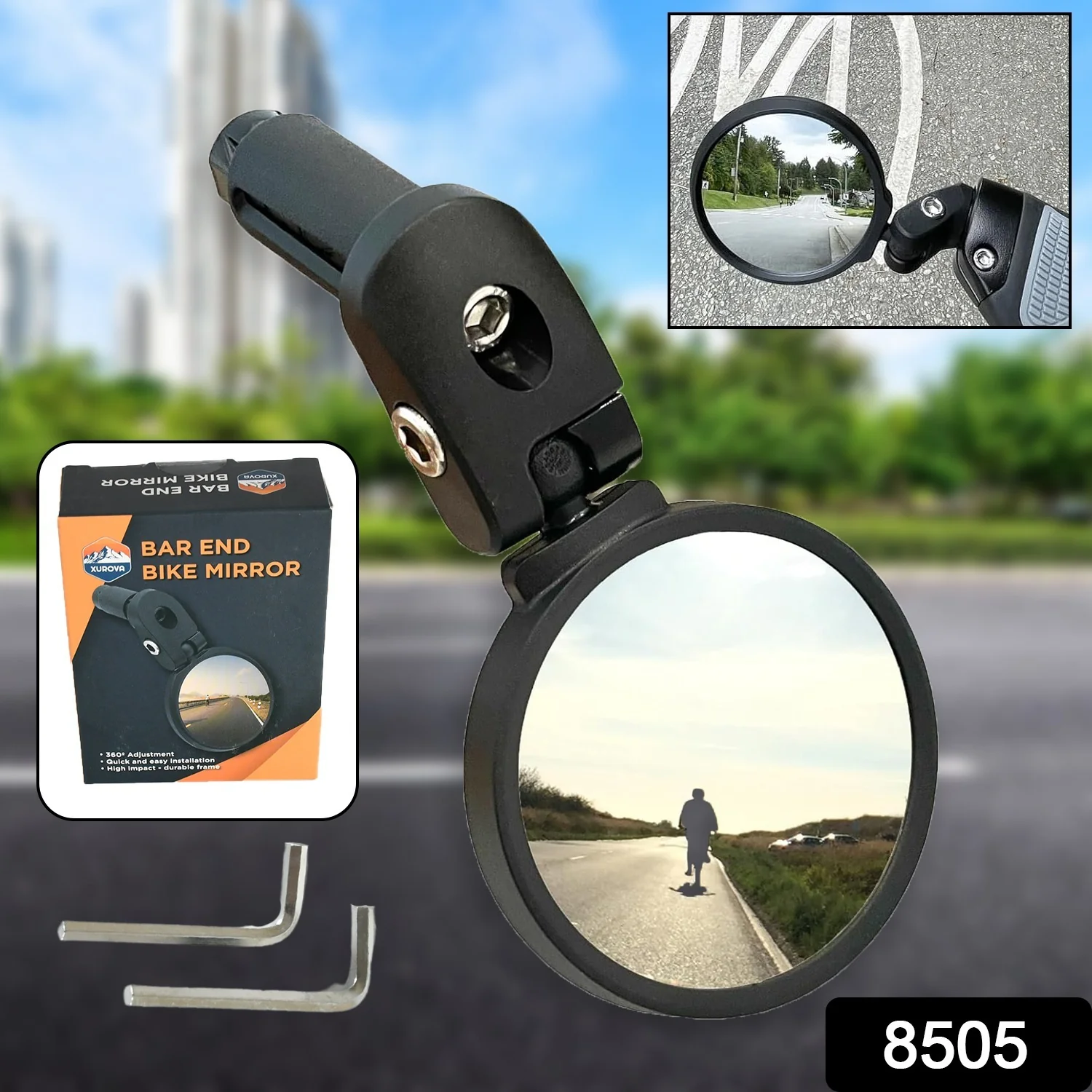 Bar End Bike Mirror: 360° Rotatable & Foldable (1 Pc) - Image 2