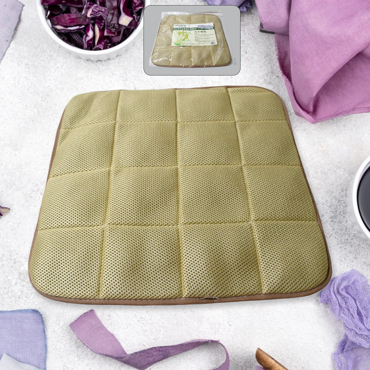 Square Shaped Bamboo Charcoal Filled Car Auto Seat Cushion Mat Cover - Image 2