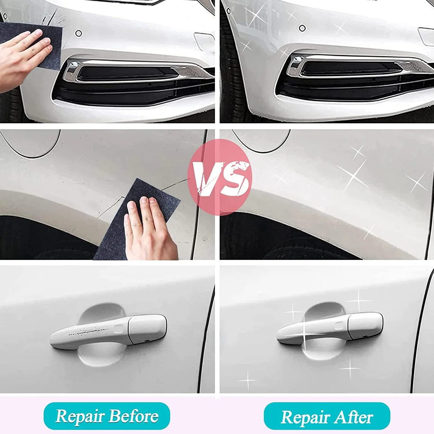 Nano Magic Car Scratch Remover Cloth, Multipurpose Scratch Repair Cloth, Cloth for Car Paint Scratch Repair, Easy to Repair Slight Scratches on the Surface Polishing Repeatable Use for All Kinds of Car (45 ML Repair Solution, 2 Gloves, 2 nano Cloth) - Image 6