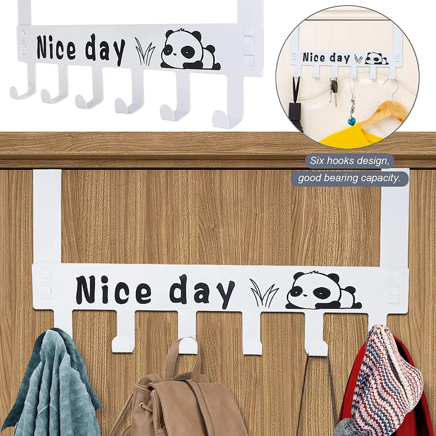 Heavy-Duty Carbon Steel Over Door Hook Rack for Towels & Coats (1 Pc, 6 Hooks) - Image 3
