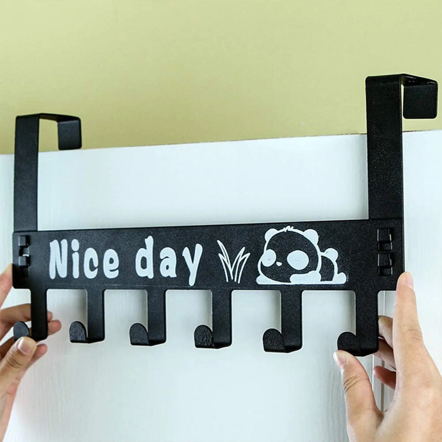 Heavy-Duty Carbon Steel Over Door Hook Rack for Towels & Coats (1 Pc, 6 Hooks) - Image 6