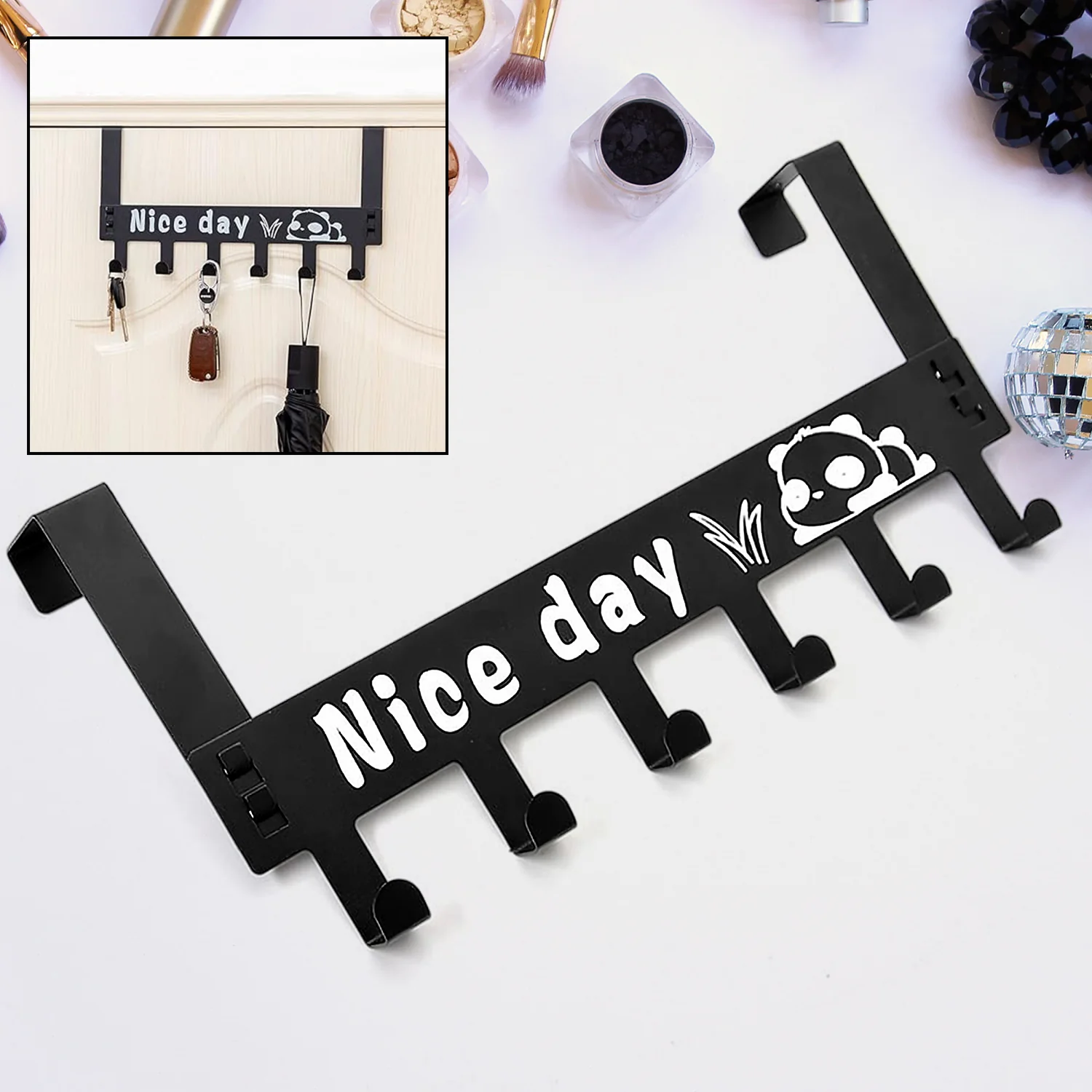 Heavy-Duty Carbon Steel Over Door Hook Rack for Towels & Coats (1 Pc, 6 Hooks) - Image 9