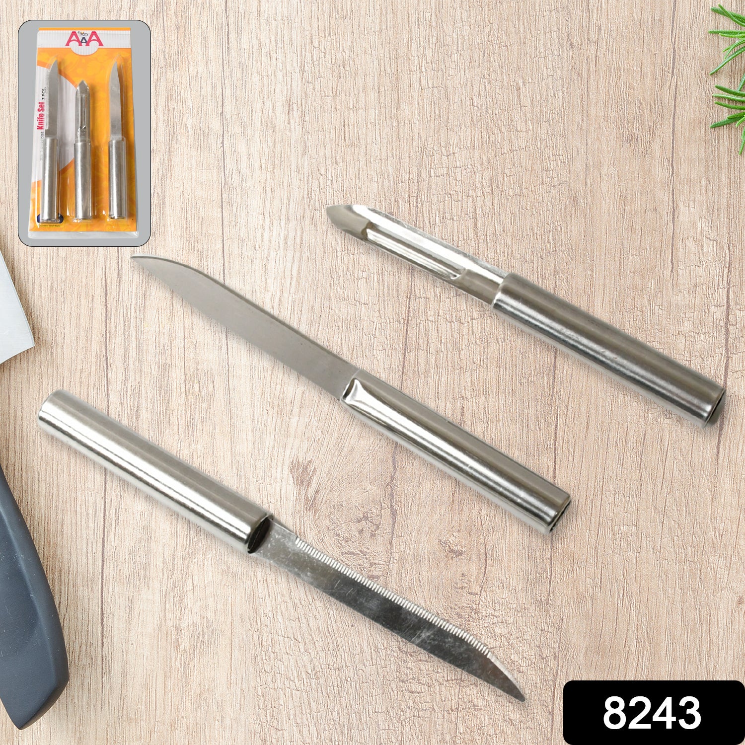 Stainless Steel Multipurpose Sharp Cutting Knife for Fruit Meat Vegetables 3 Pc - Image 2