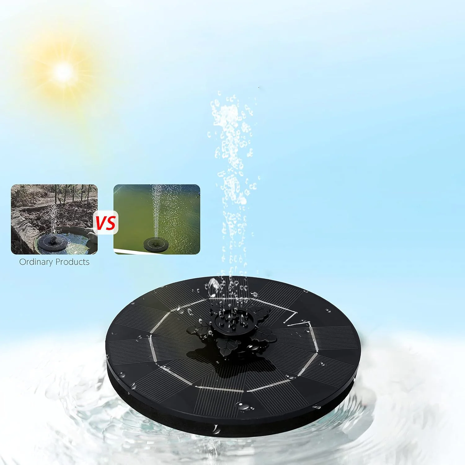 Fast Fountain by Pocket Hose - Solar-Powered - Instantly Adds a Water Feature Virtually Anywhere - 5 Spray Modes - No Installation or Batteries Required - Great for Bird Baths, Pools, Pond & More (1 Pc) - Image 7