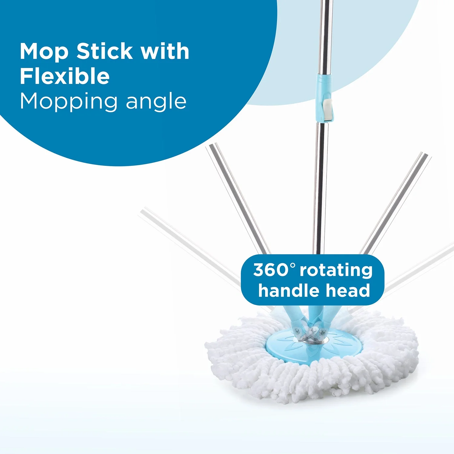 Spin Mop with Bigger Wheels and Plastic Auto Fold Handle for 360 Degree Cleaning - Image 6