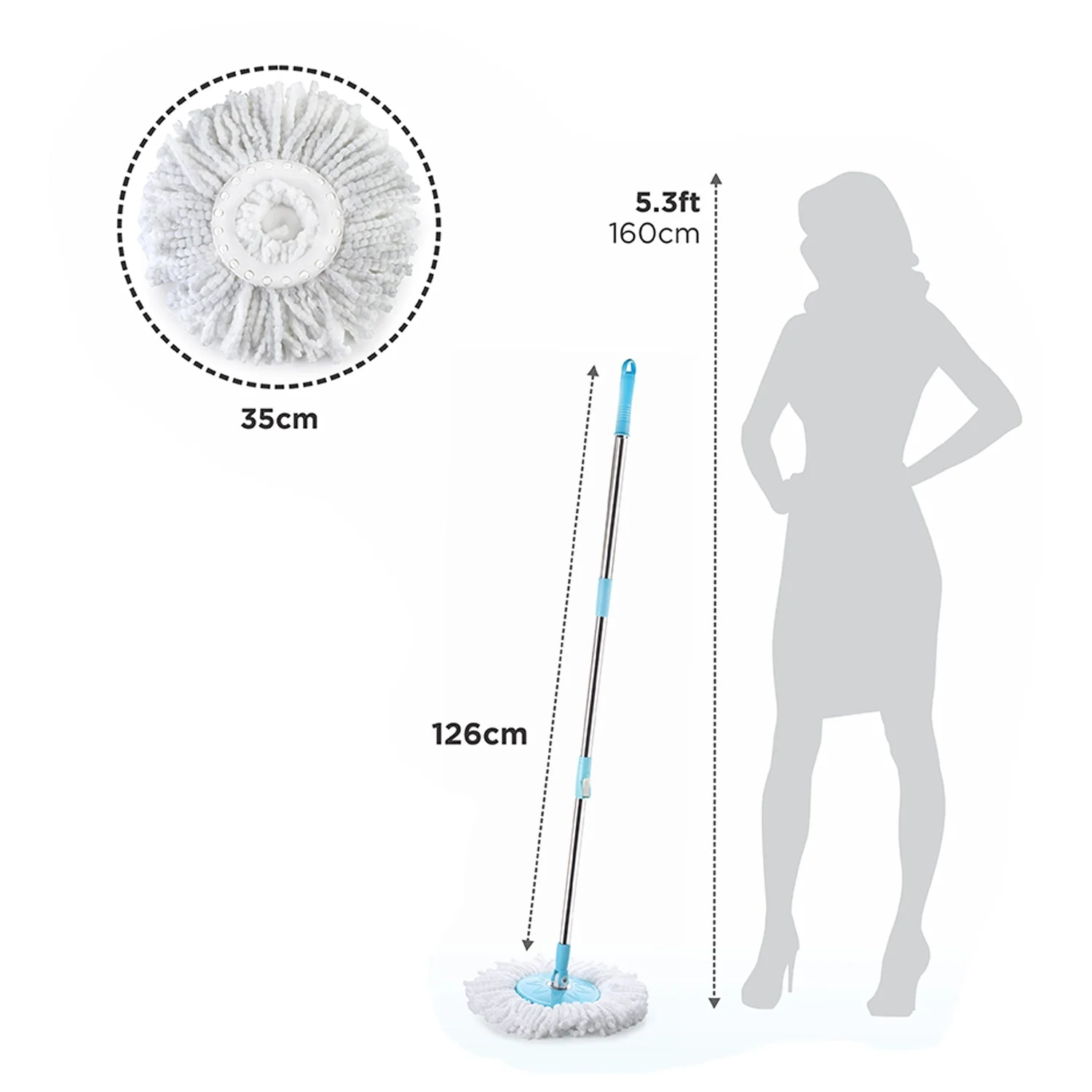 Spin Mop with Bigger Wheels and Plastic Auto Fold Handle for 360 Degree Cleaning - Image 8