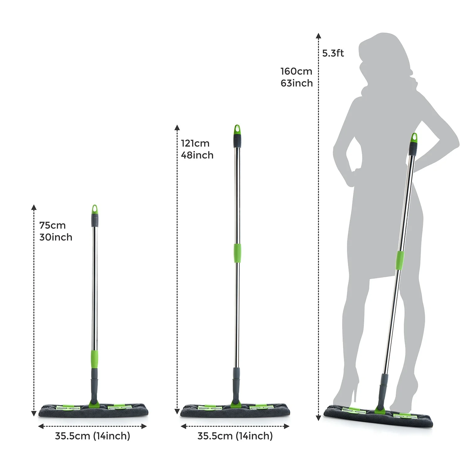 Multipurpose Wet and Dry Cleaning Microfiber Flat MOP Floor Cleaning Mop with , 360 Degree Rotating Head and Telescopic Handle Steel Rod Long Handle Dry Mops, Standard (1 Piece, Multi-Colour) - Image 5