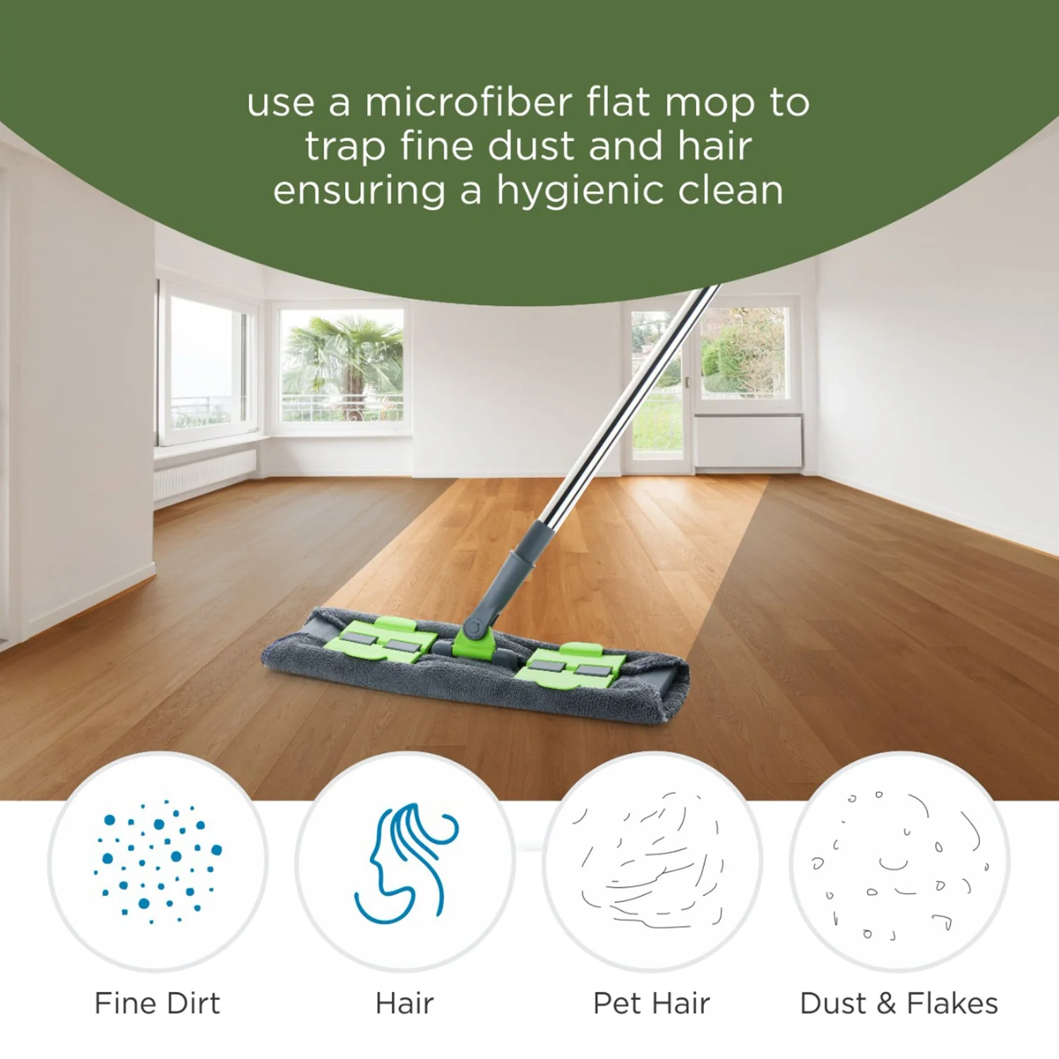 Multipurpose Wet and Dry Cleaning Microfiber Flat MOP Floor Cleaning Mop with , 360 Degree Rotating Head and Telescopic Handle Steel Rod Long Handle Dry Mops, Standard (1 Piece, Multi-Colour) - Image 6