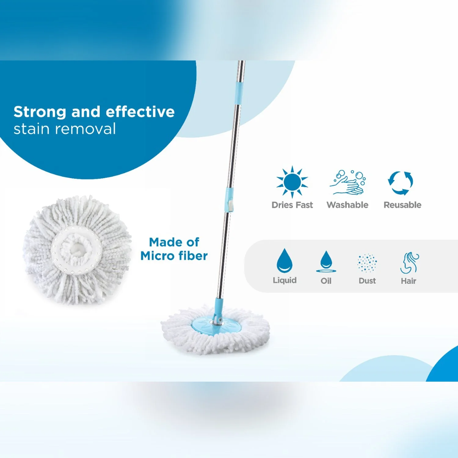 Sporty Plastic Spin Mop with Bigger Wheels & Auto Fold Handle for 360° Cleaning - Image 3
