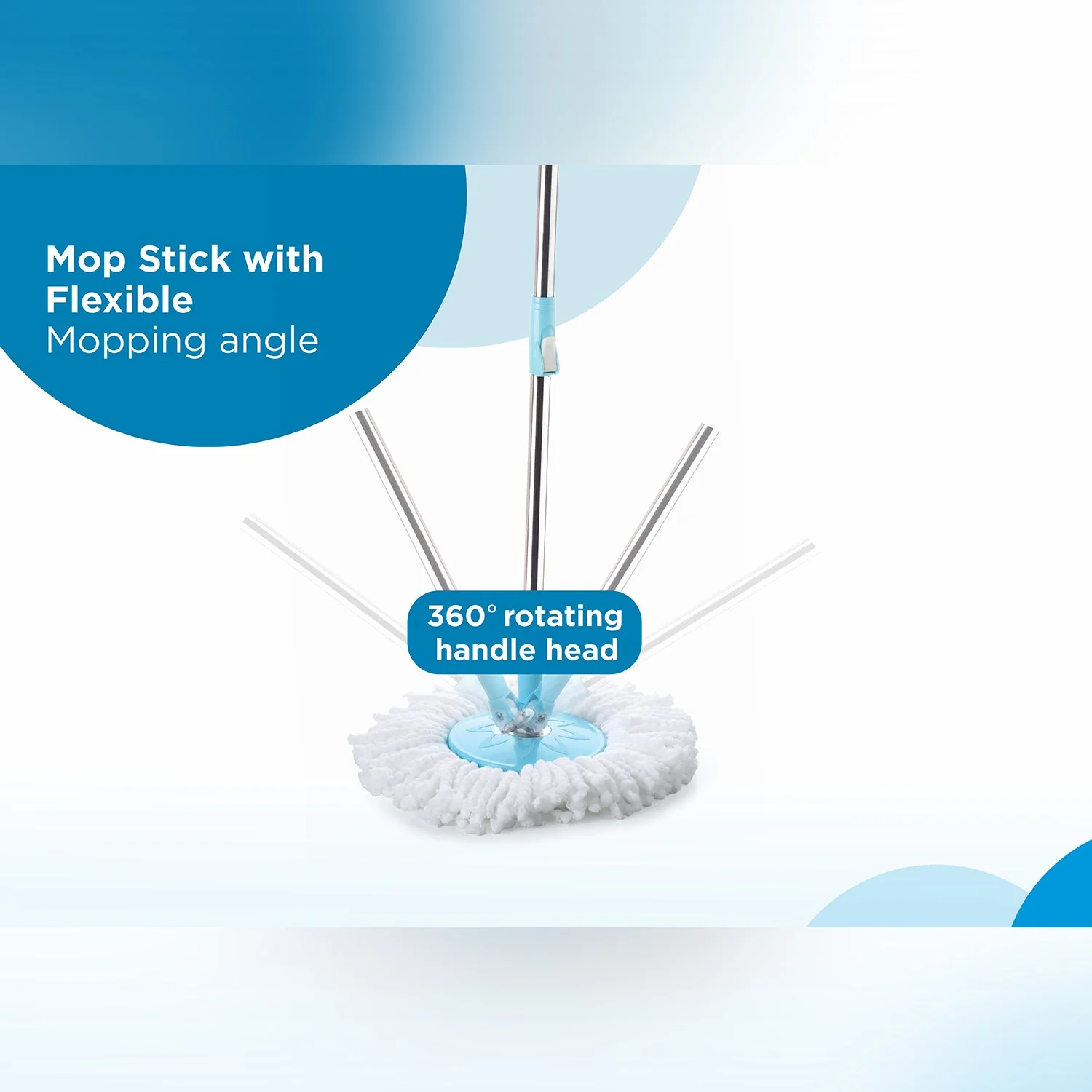 Sporty Plastic Spin Mop with Bigger Wheels & Auto Fold Handle for 360° Cleaning - Image 5